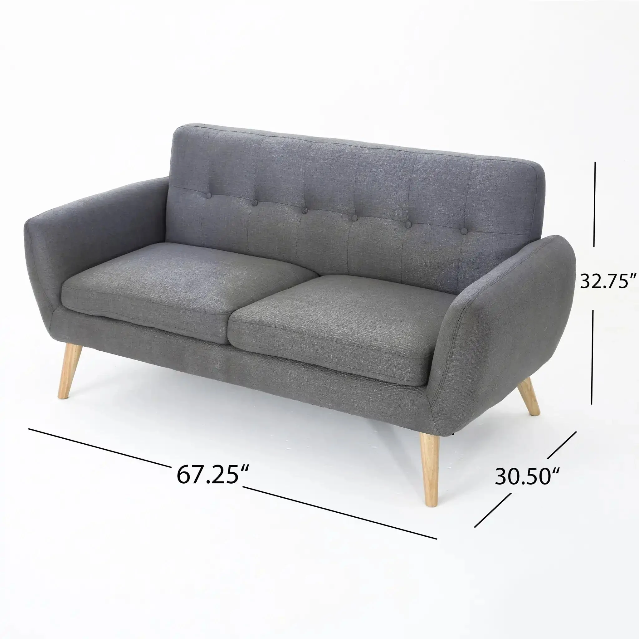 Modern Loveseat Sofa With Button Tufted Backrest - Image 4