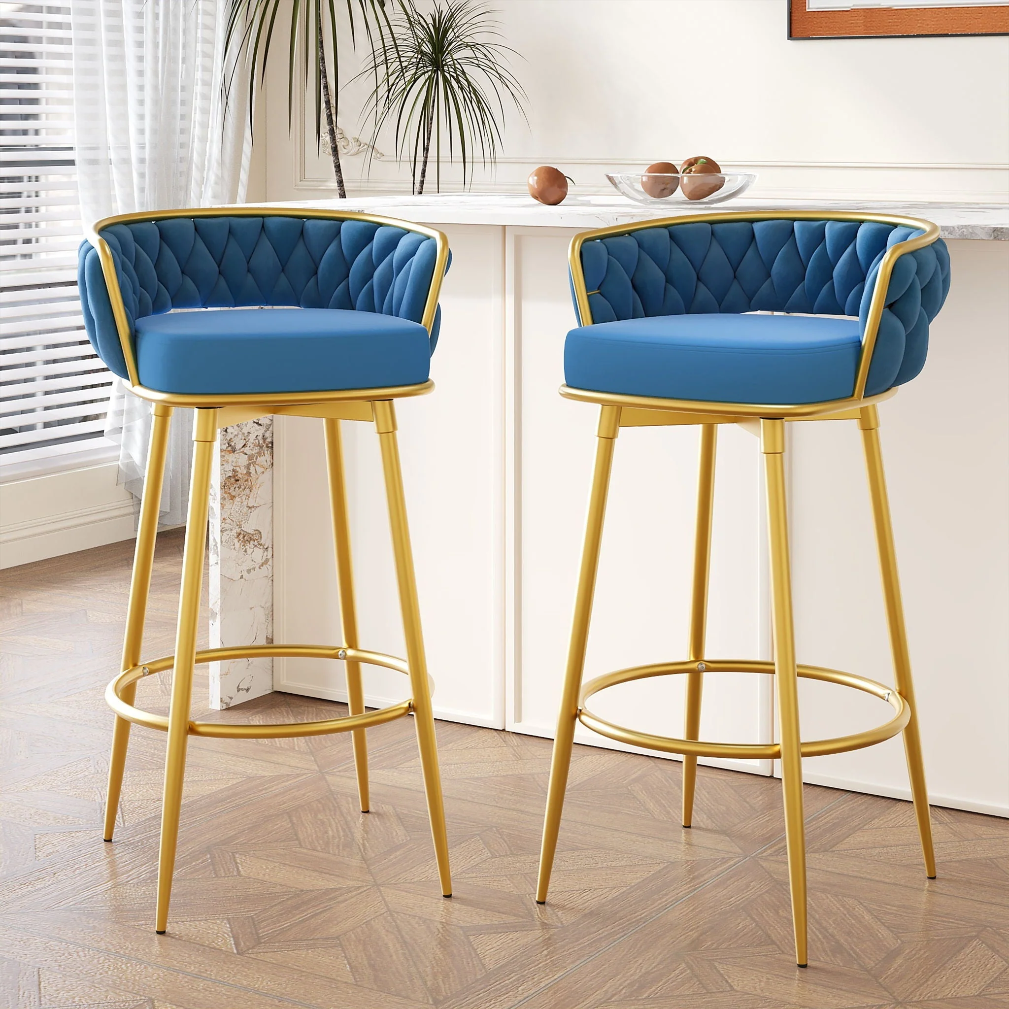 Modern Low Back Upholstered Counter Height Bar Stools (Set of 2) - Image 15