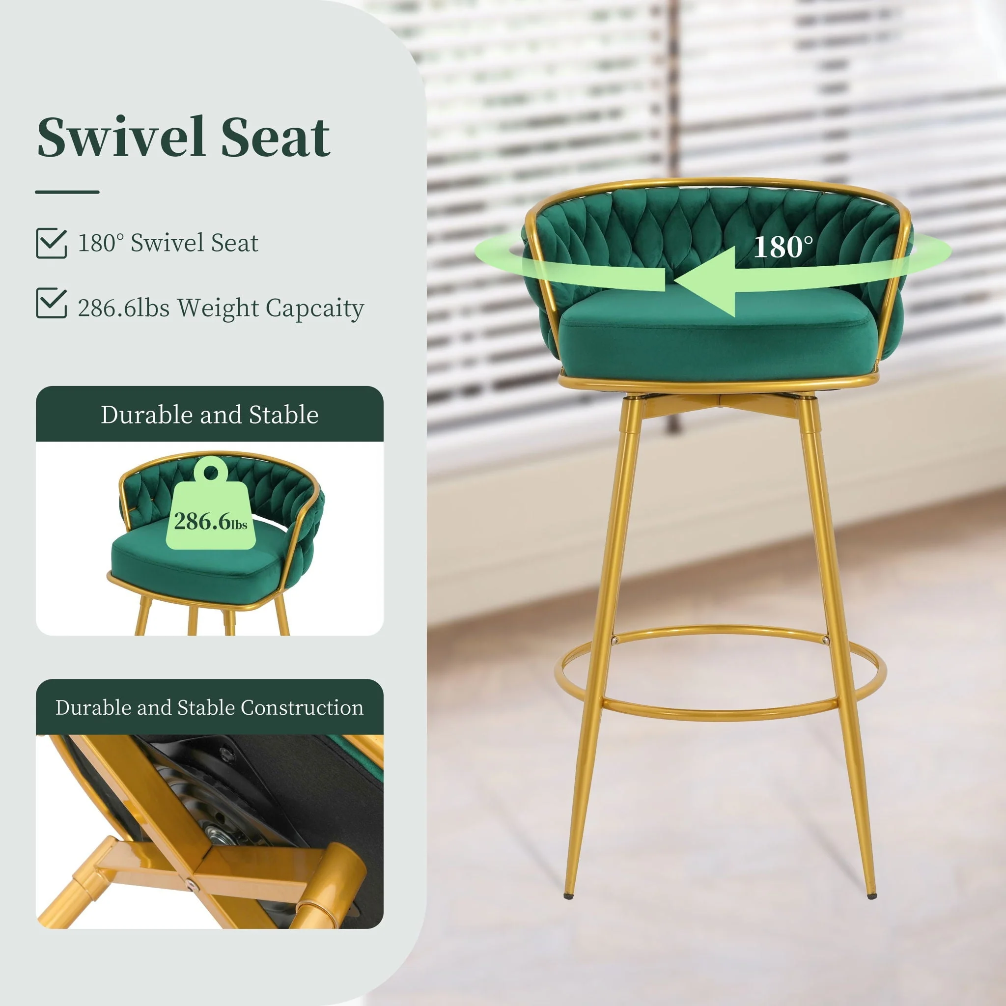 Modern Low Back Upholstered Counter Height Bar Stools (Set of 2) - Image 22
