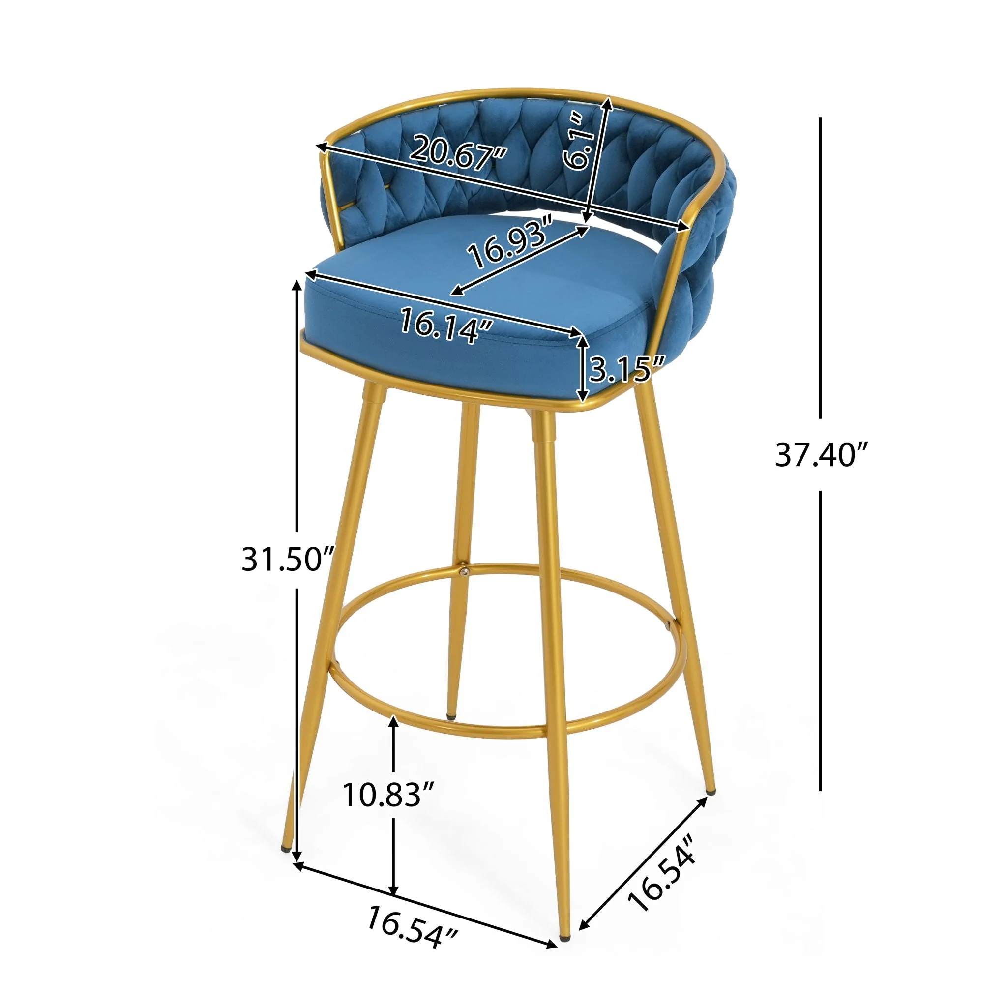 Modern Low Back Upholstered Counter Height Bar Stools (Set of 2) - Image 26