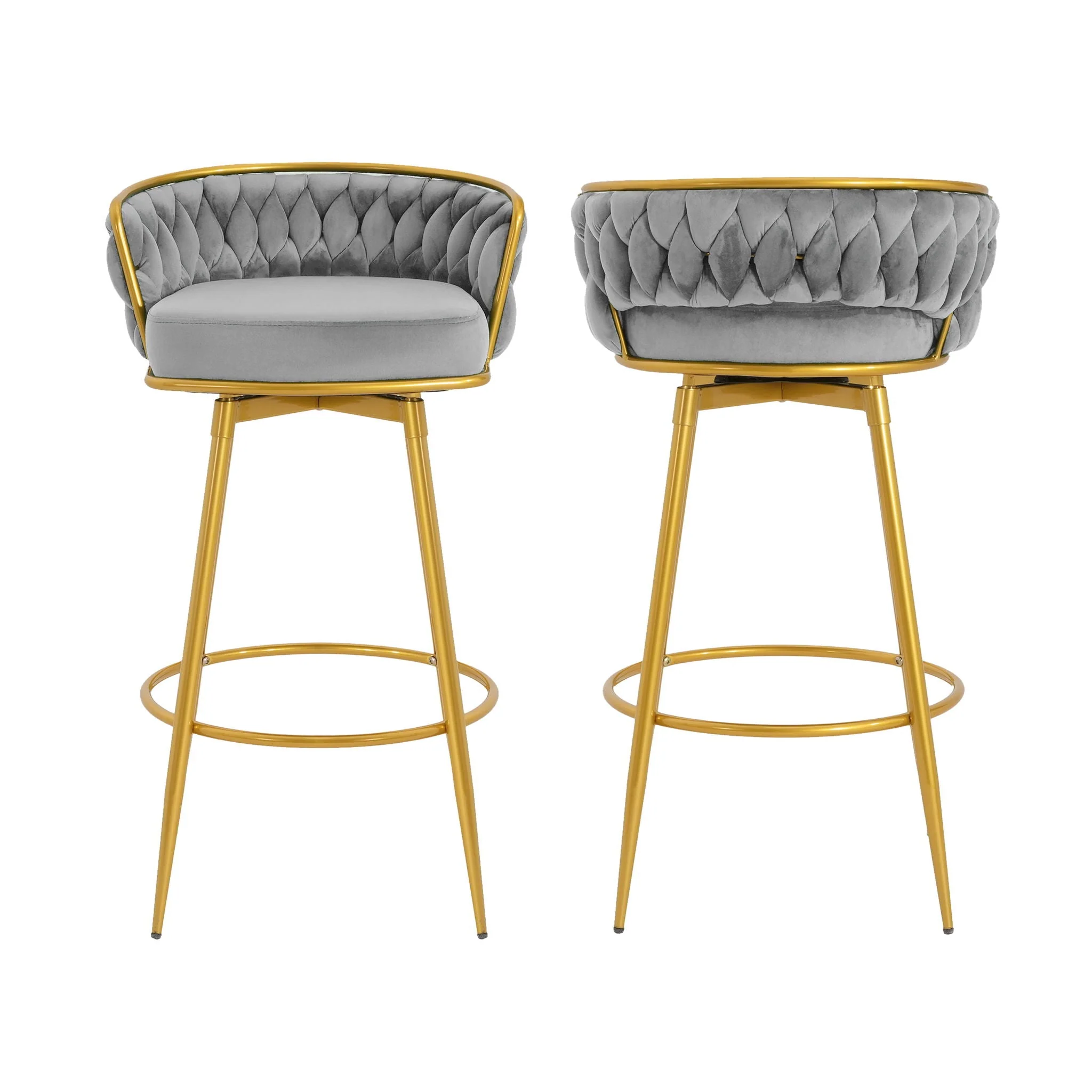 Modern Low Back Upholstered Counter Height Bar Stools (Set of 2) - Image 3