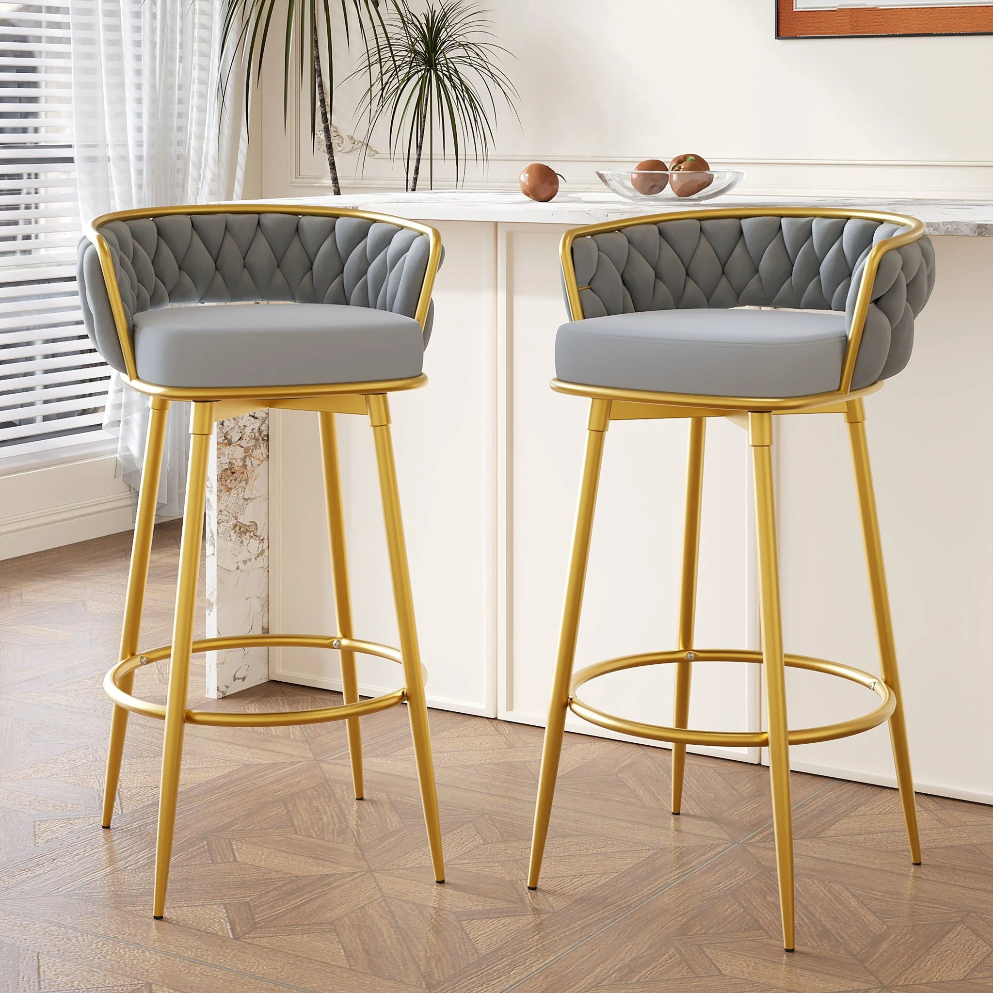 Modern Low Back Upholstered Counter Height Bar Stools (Set of 2) - Image 36