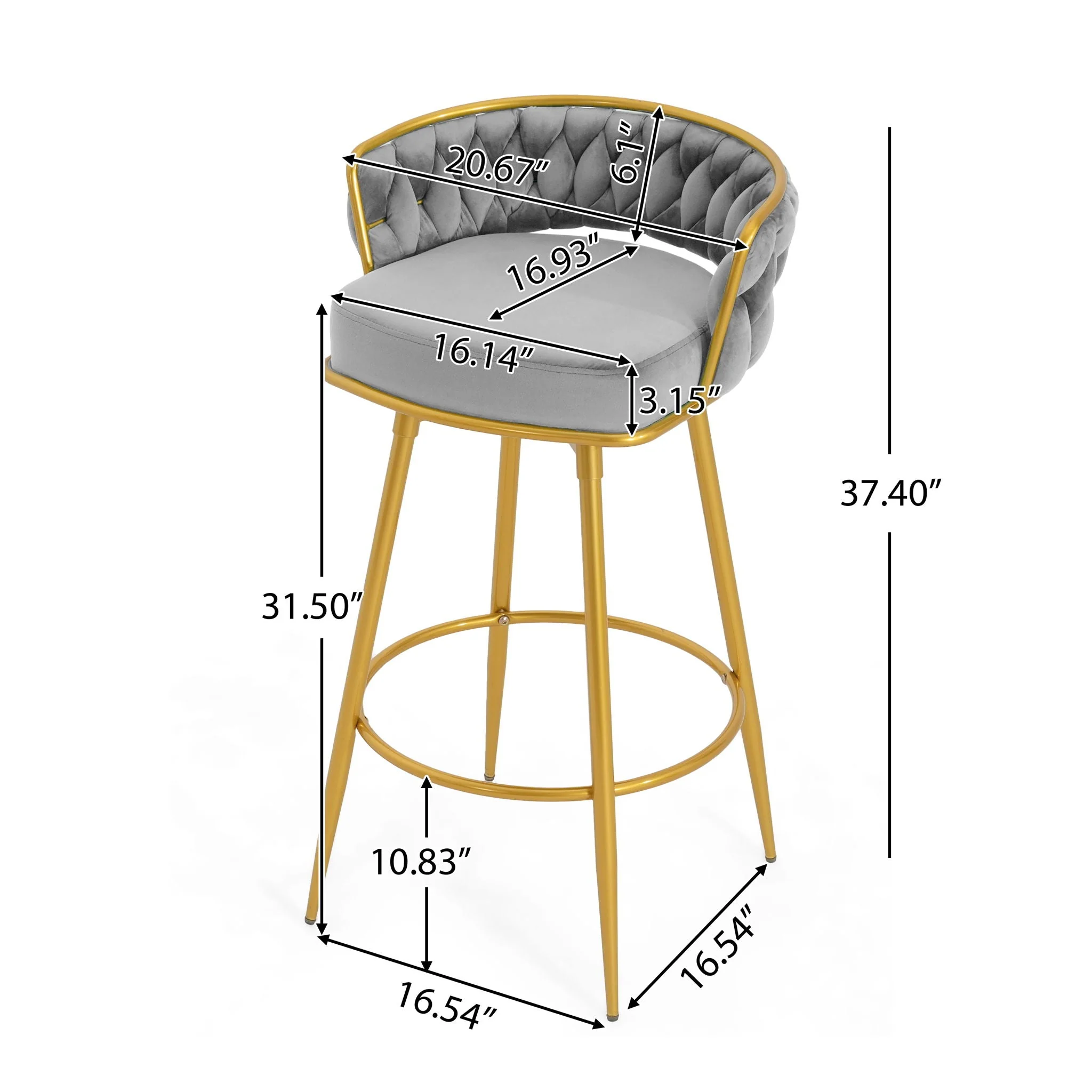 Modern Low Back Upholstered Counter Height Bar Stools (Set of 2) - Image 4