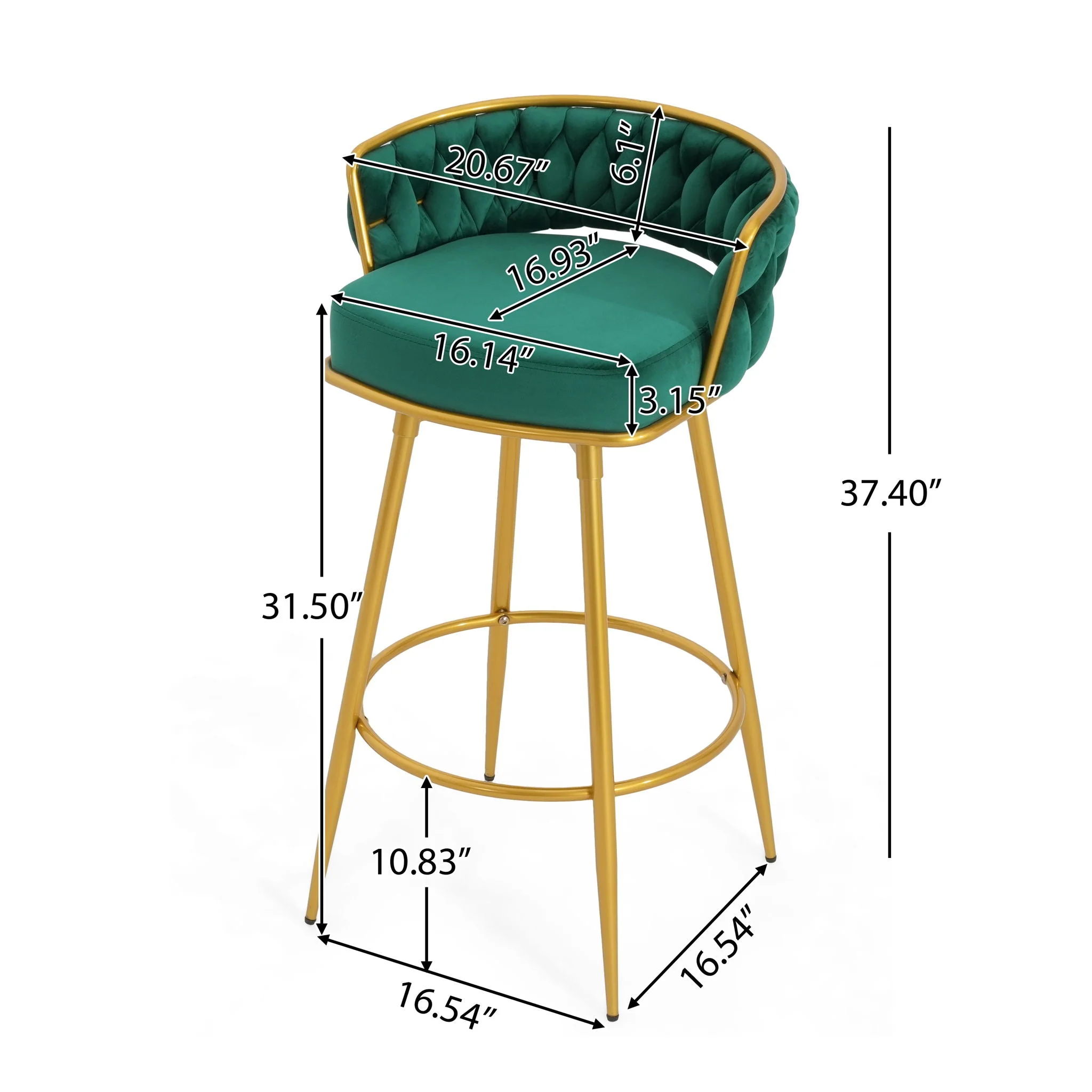 Modern Low Back Upholstered Counter Height Bar Stools (Set of 2) - Image 57