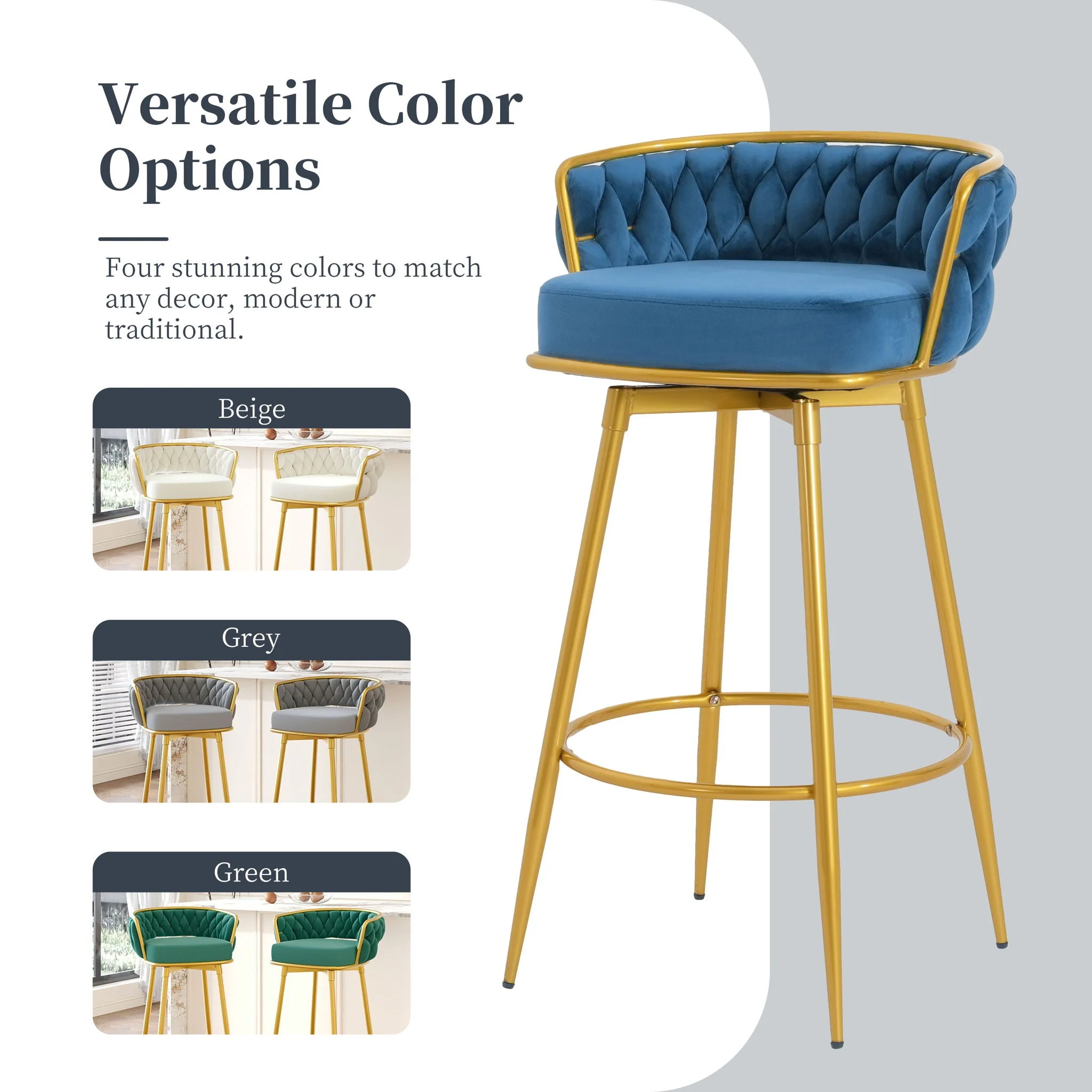 Modern Low Back Upholstered Counter Height Bar Stools (Set of 2) - Image 7