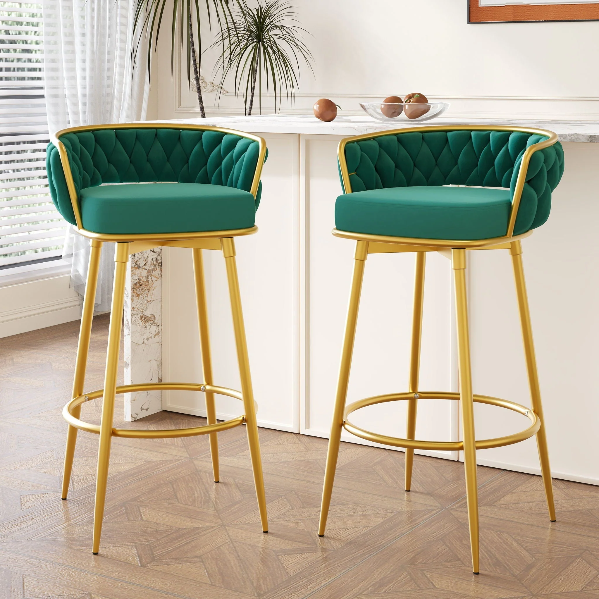 Modern Low Back Upholstered Counter Height Bar Stools (Set of 2) - Image 9