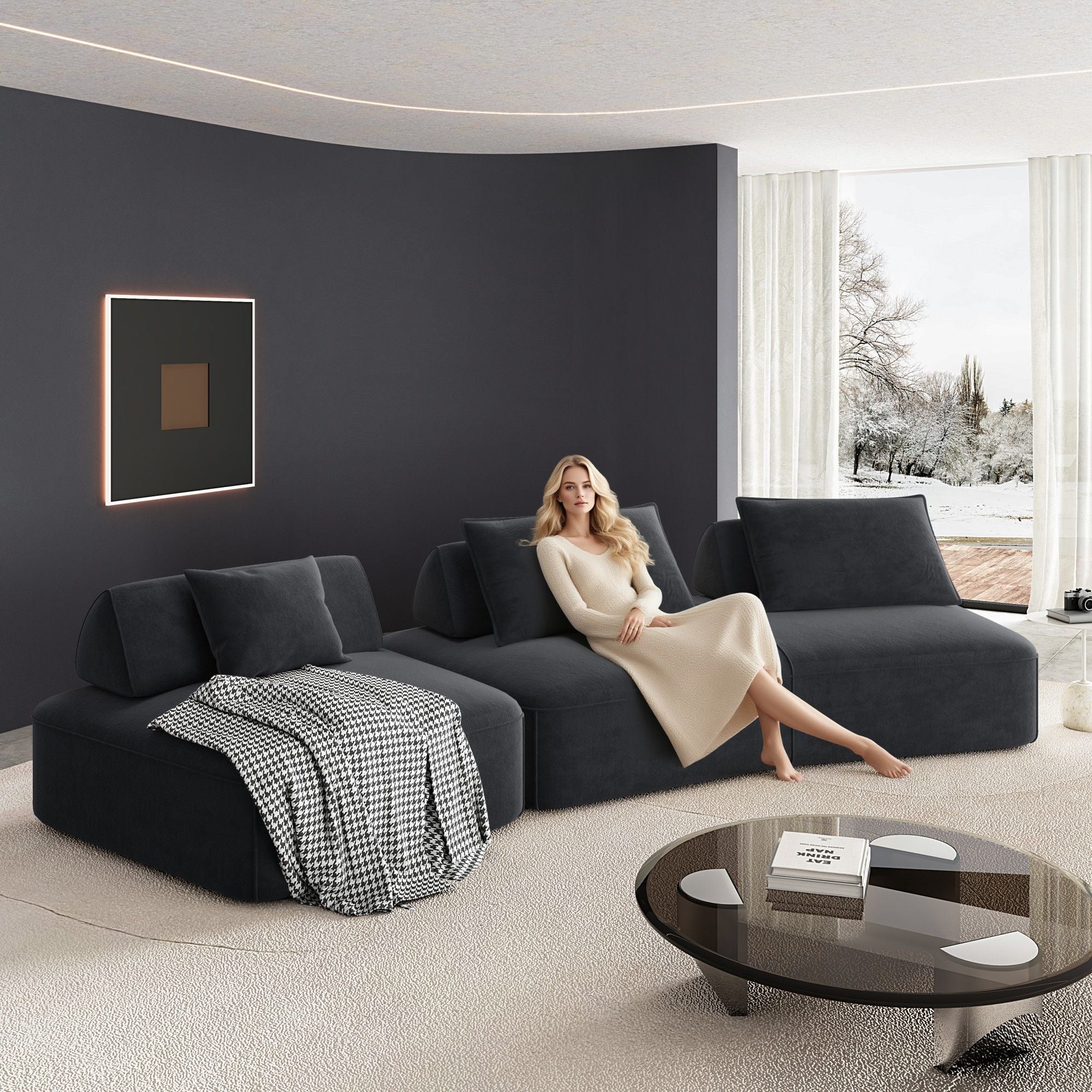 Modern Luxury Oversized Modular Sectional Sofa Set - Image 3