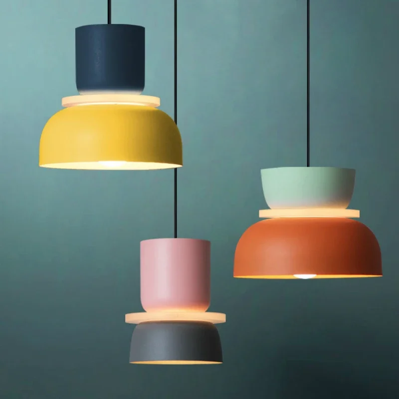 Modern Macaron LED Pendant Light Colorful Iron Hanging Lamp for Bar Dining - Image 5