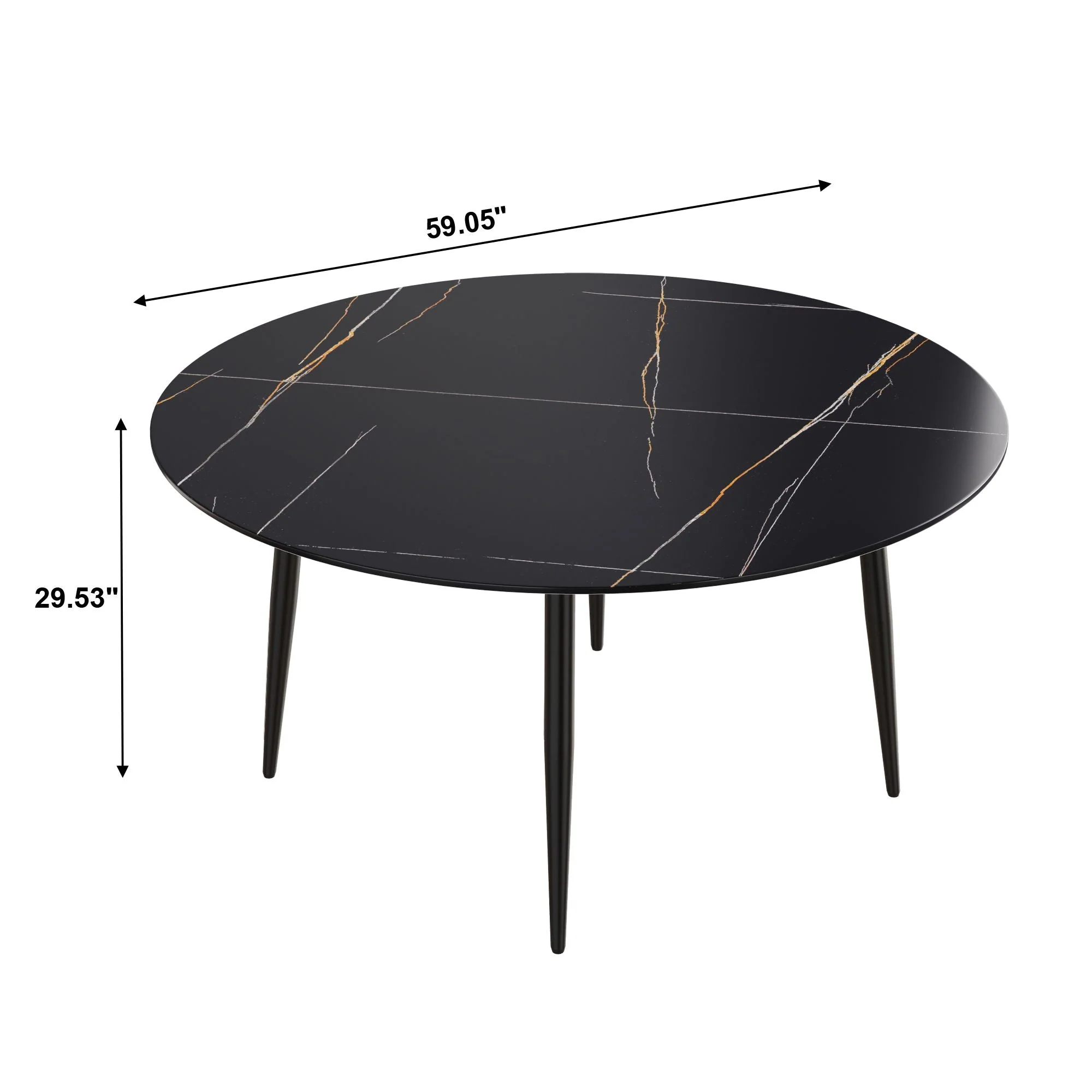 Modern Man-Made Stone Round Dining Table-Position For 6 People - Image 3