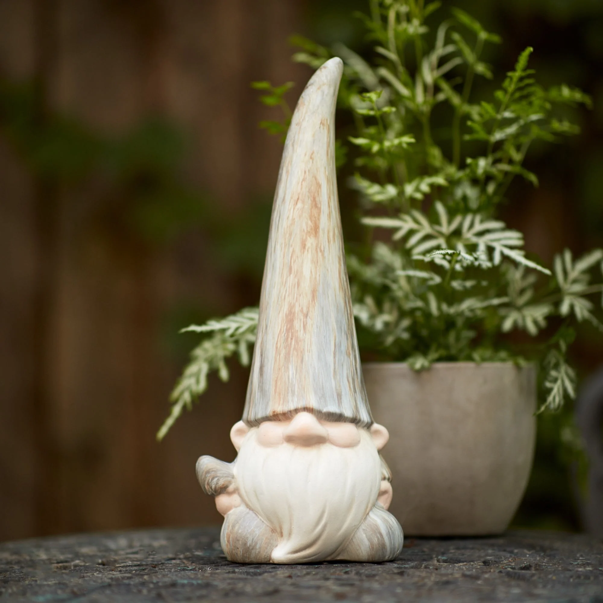 Modern Terra Cotta Gnome Figurine with Marble Finish (Set of 2) - Image 3