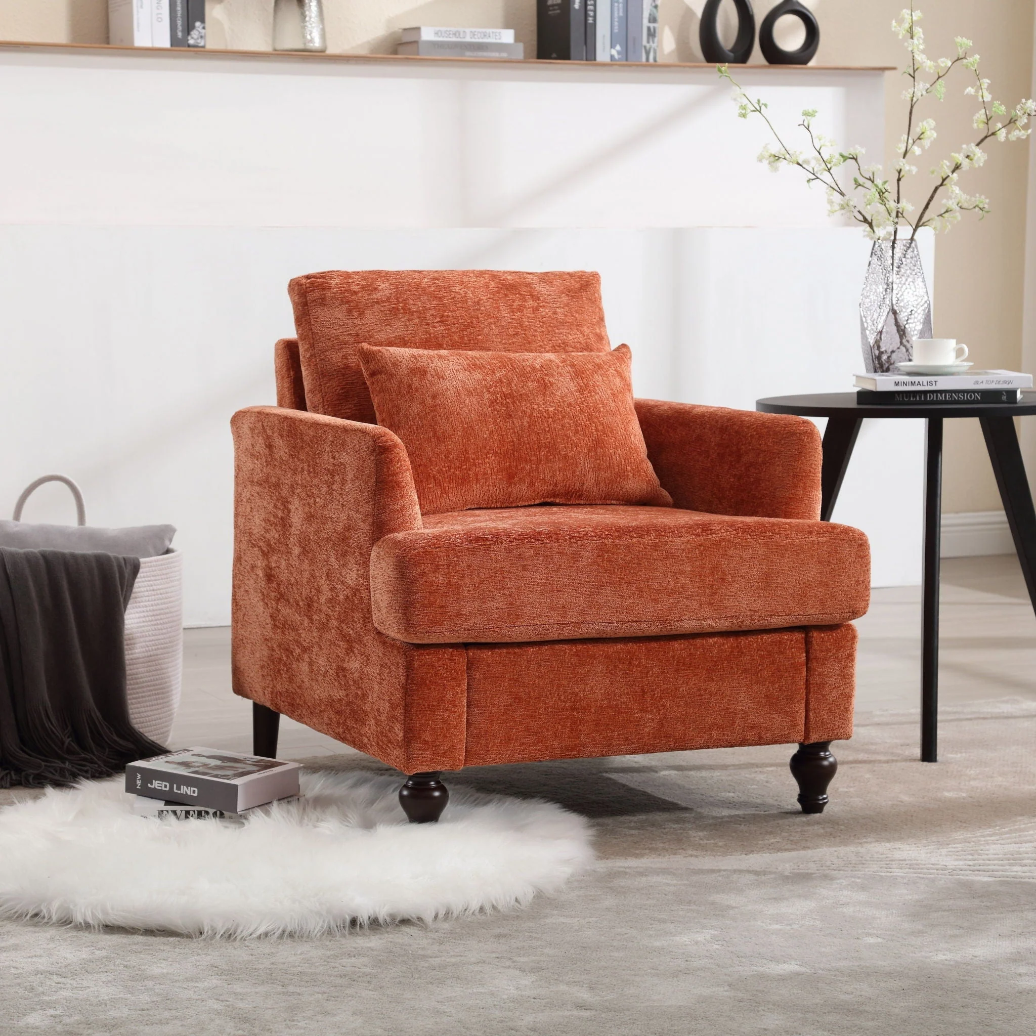Modern Mid Century Wood Frame Armchair With Tufted Design - Image 12