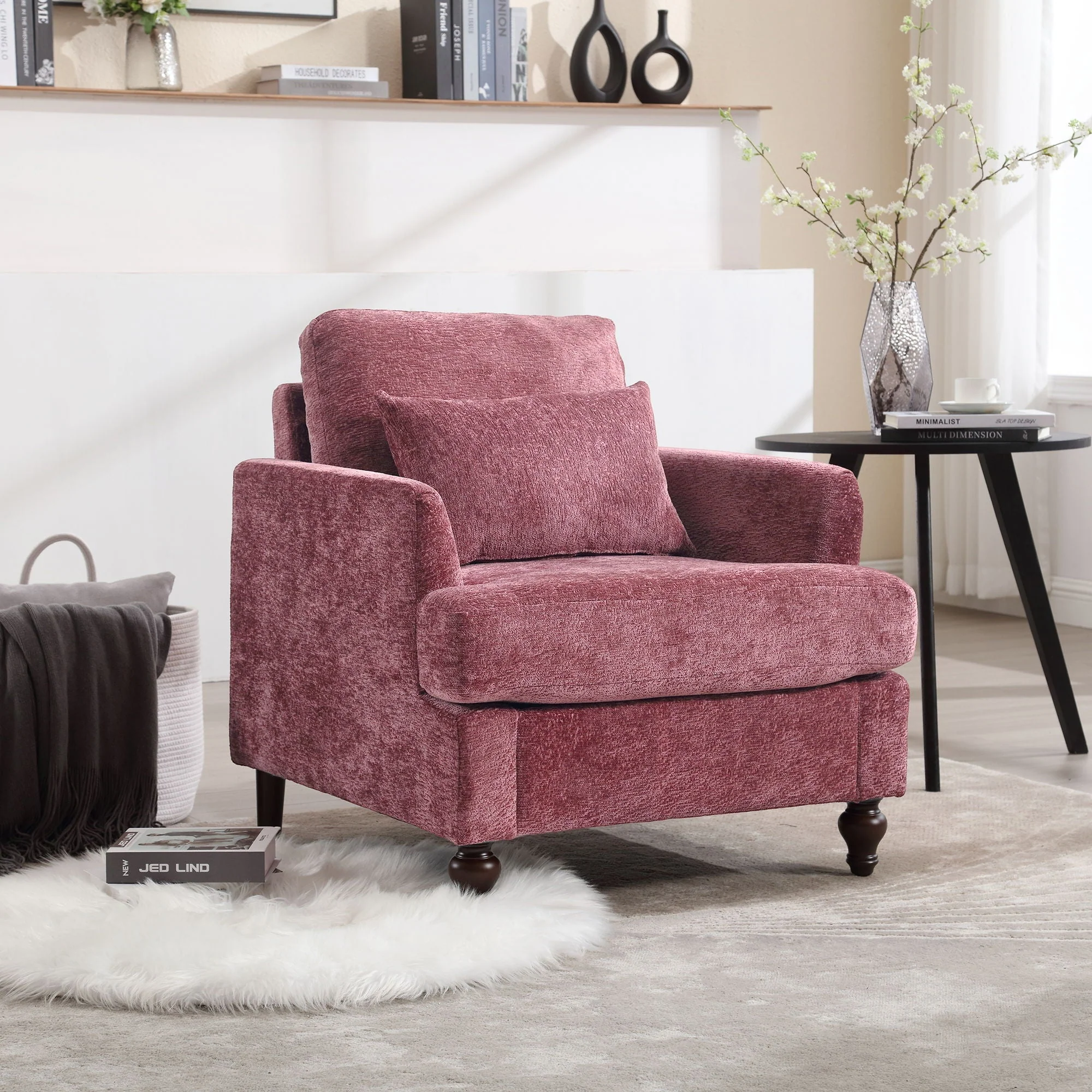 Modern Mid Century Wood Frame Armchair With Tufted Design - Image 17
