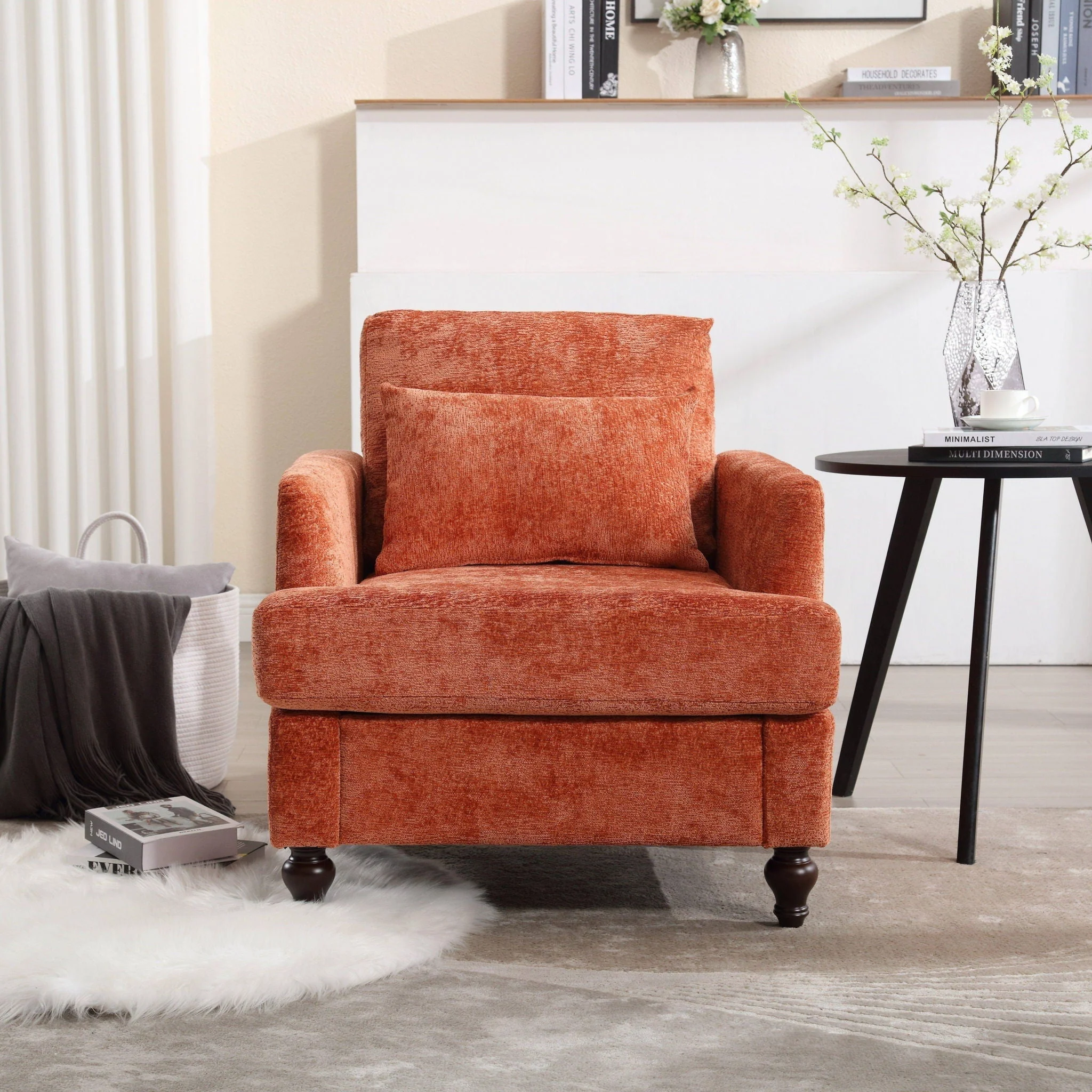 Modern Mid Century Wood Frame Armchair With Tufted Design - Image 18