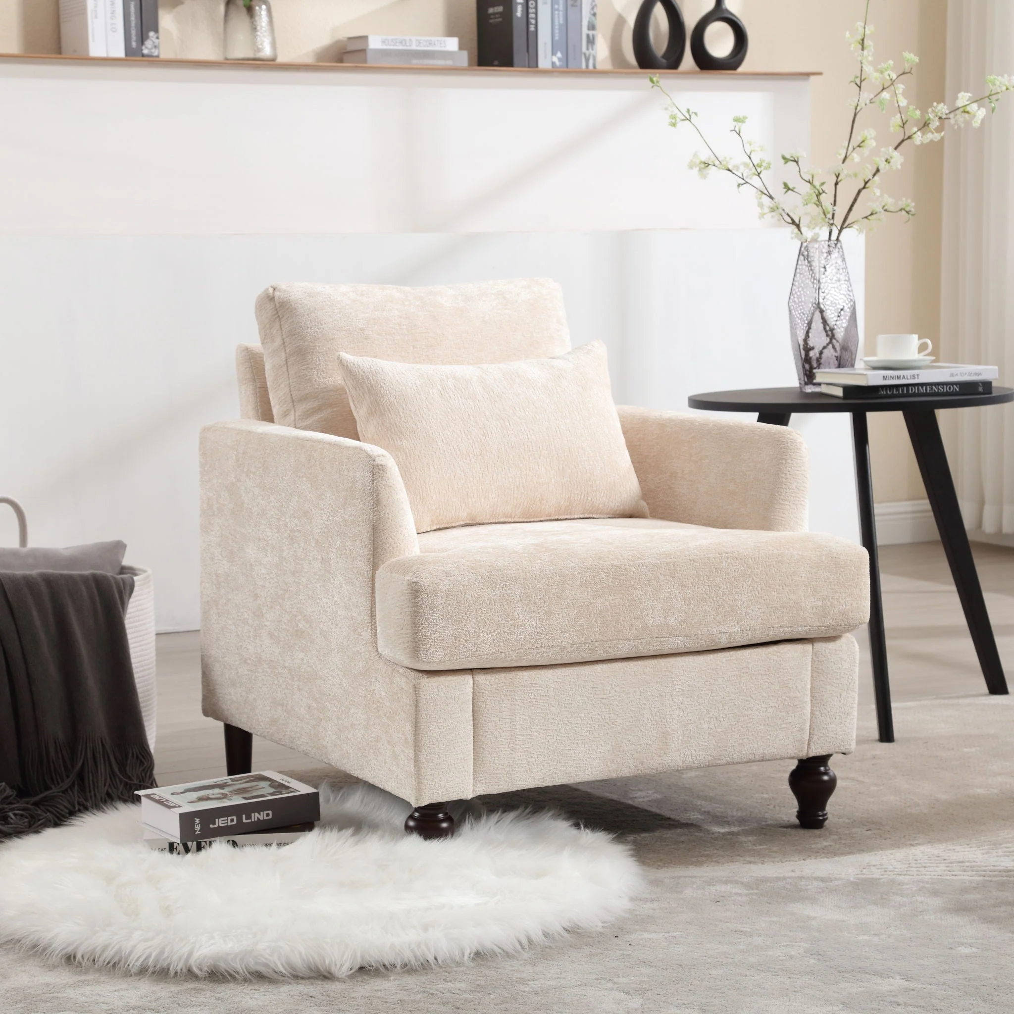 Modern Mid Century Wood Frame Armchair With Tufted Design - Image 19