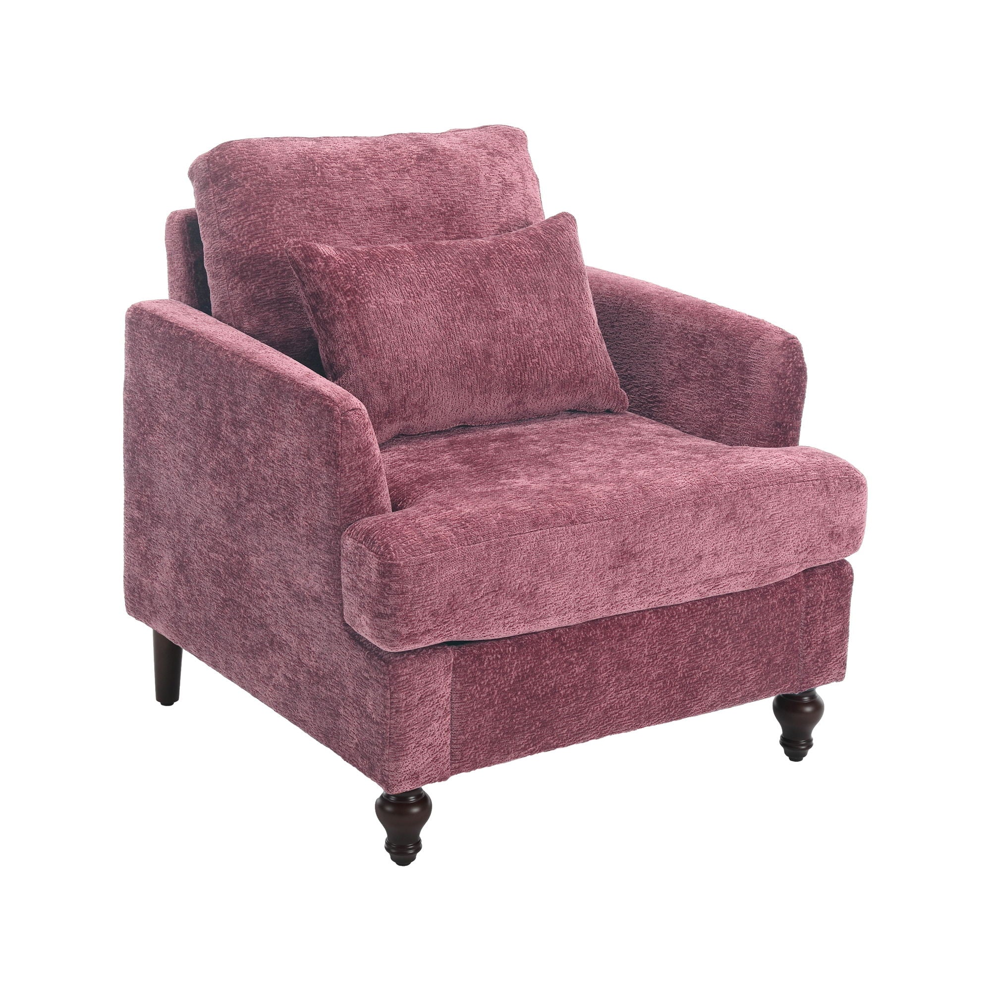 Modern Mid Century Wood Frame Armchair With Tufted Design - Image 2