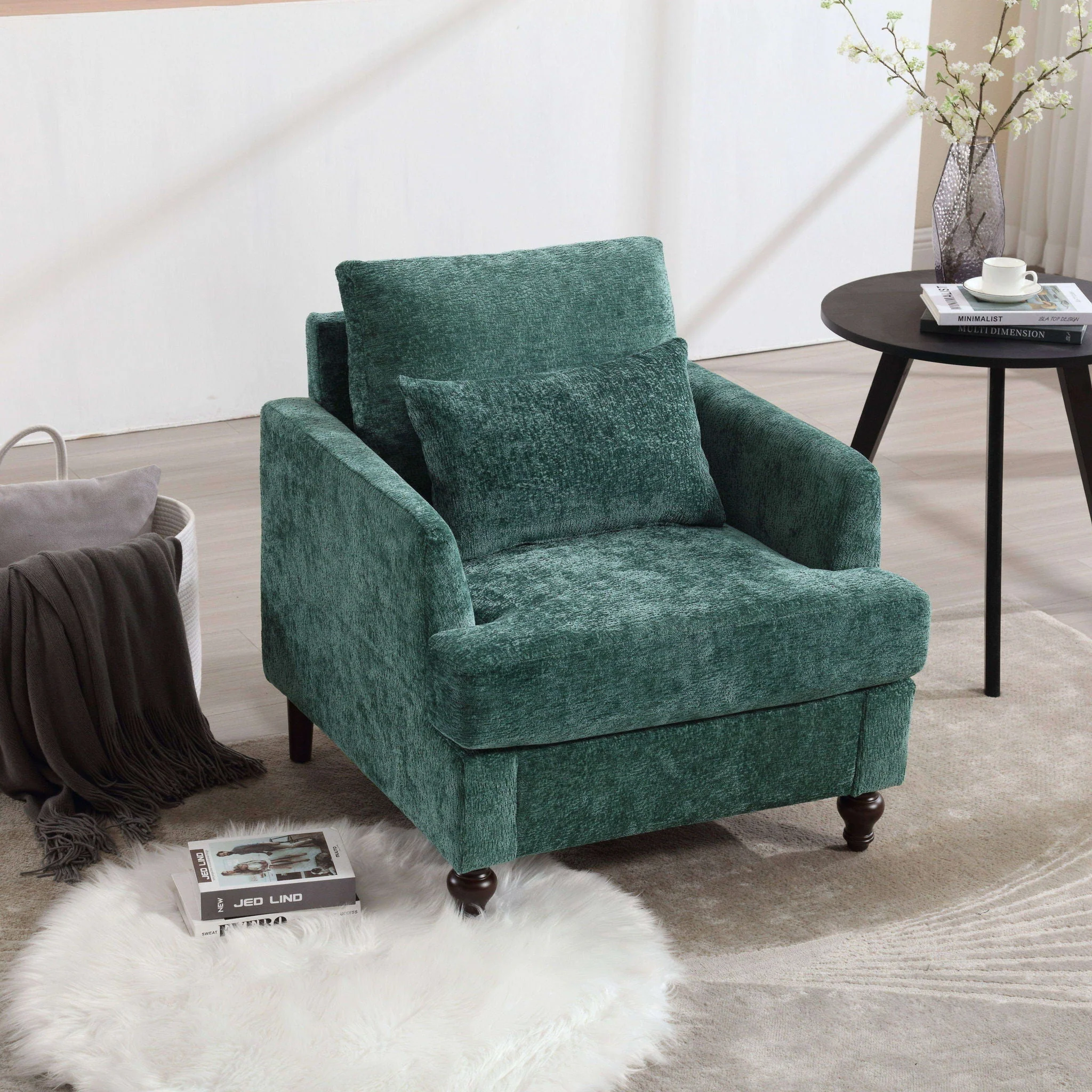 Modern Mid Century Wood Frame Armchair With Tufted Design - Image 20