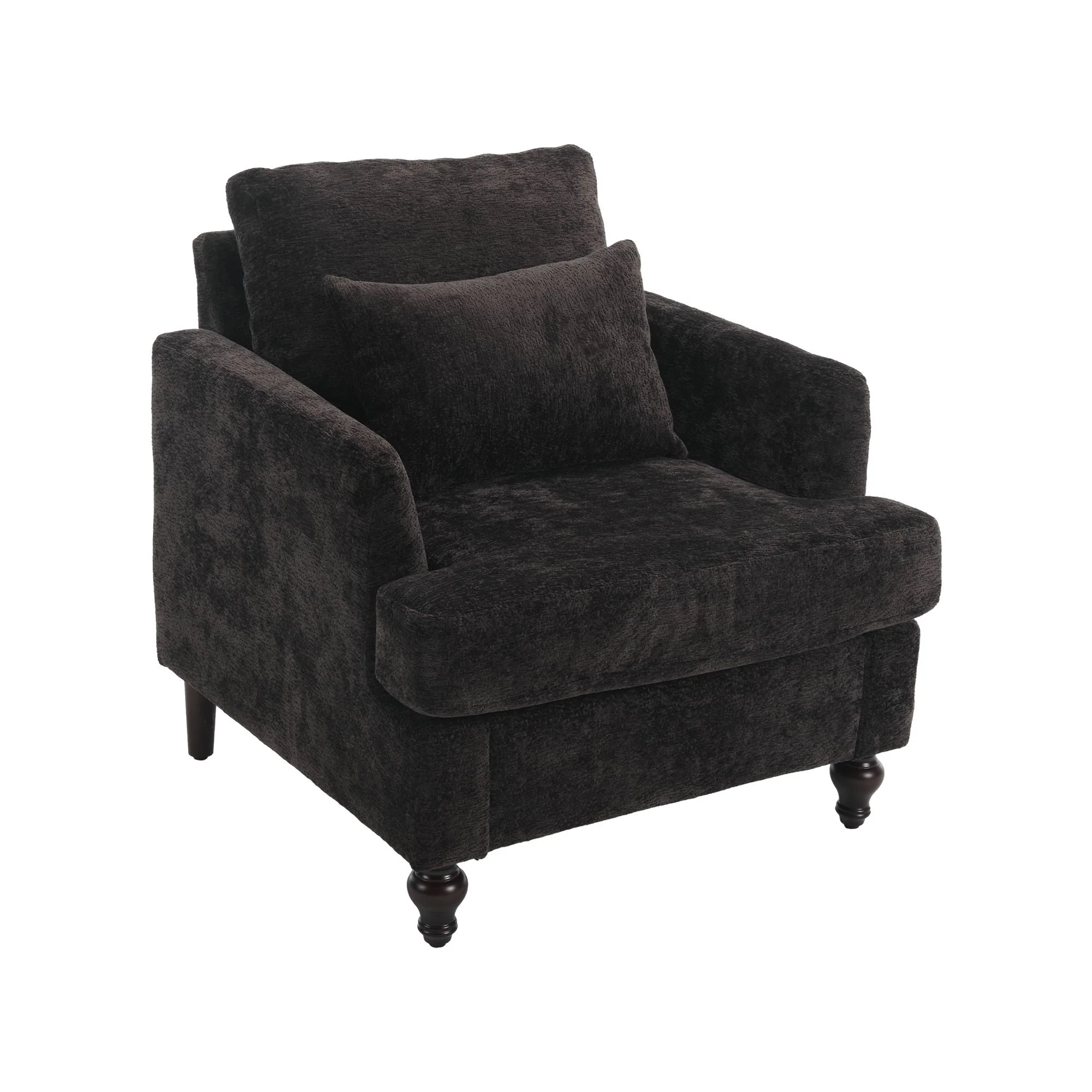 Modern Mid Century Wood Frame Armchair With Tufted Design - Image 3