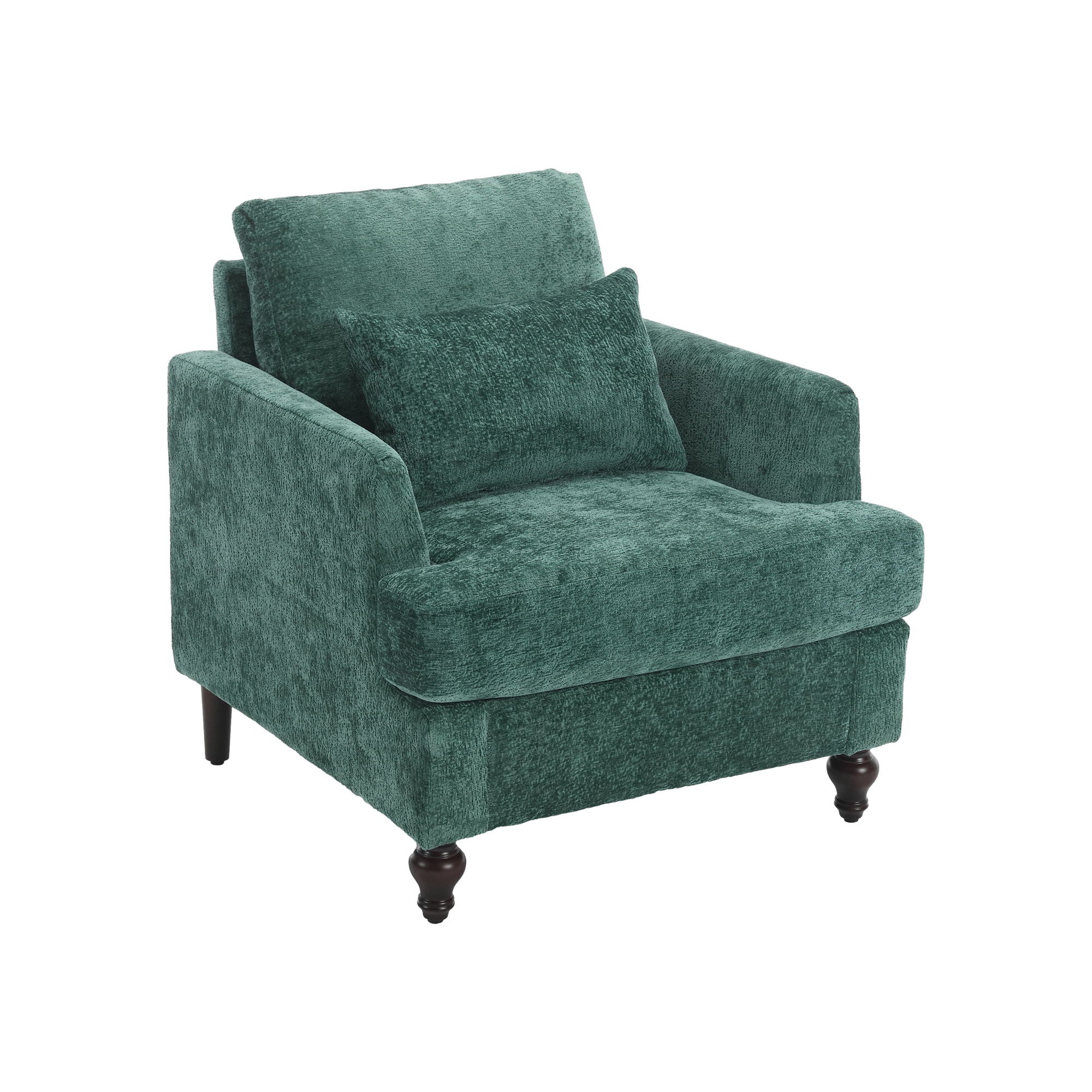 Modern Mid Century Wood Frame Armchair With Tufted Design - Image 4