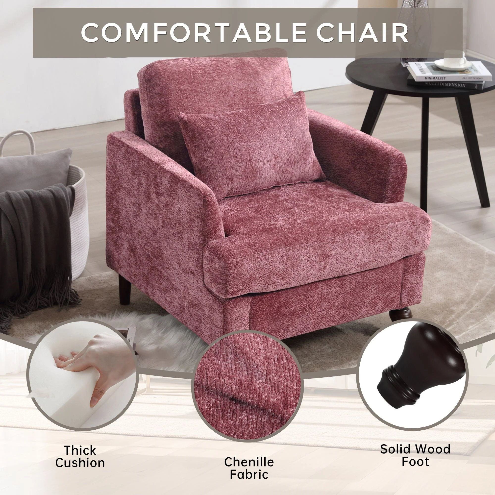 Modern Mid Century Wood Frame Armchair With Tufted Design - Image 6