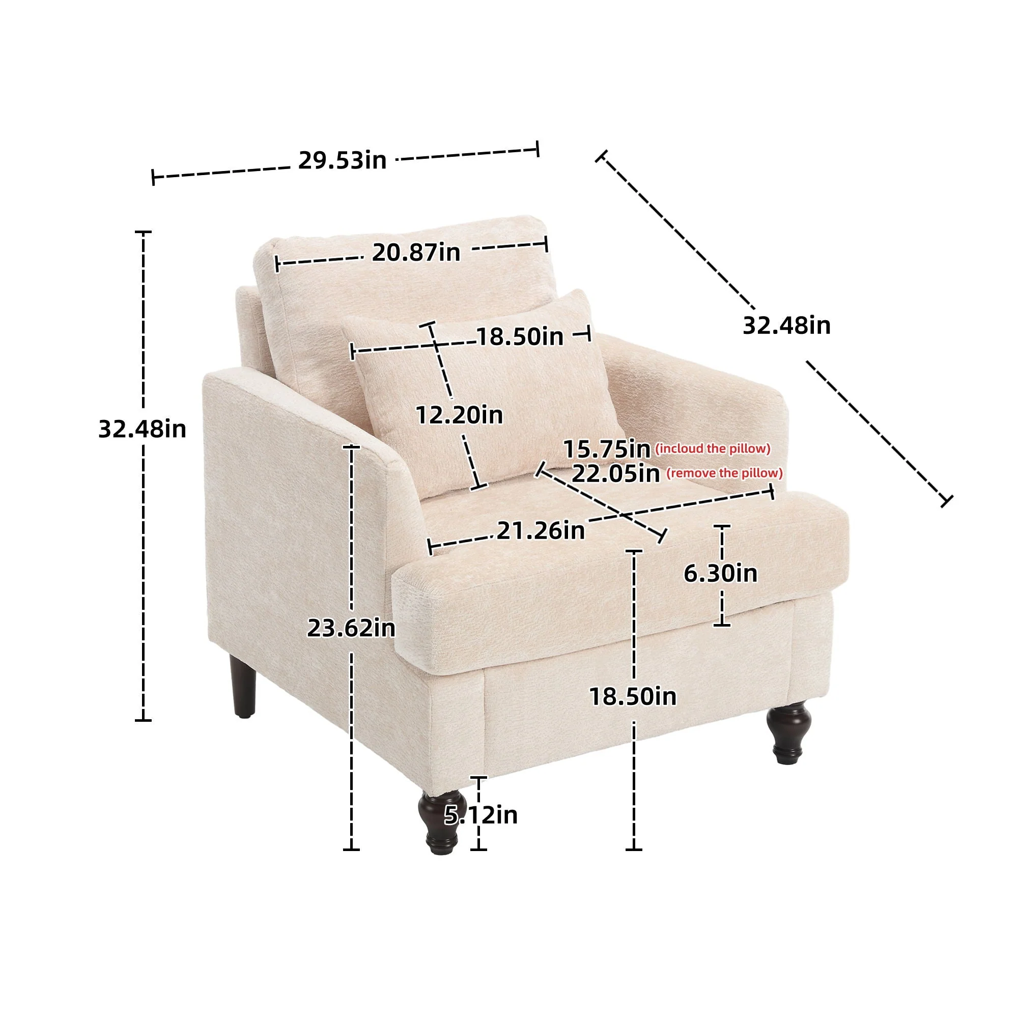 Modern Mid Century Wood Frame Armchair With Tufted Design - Image 9