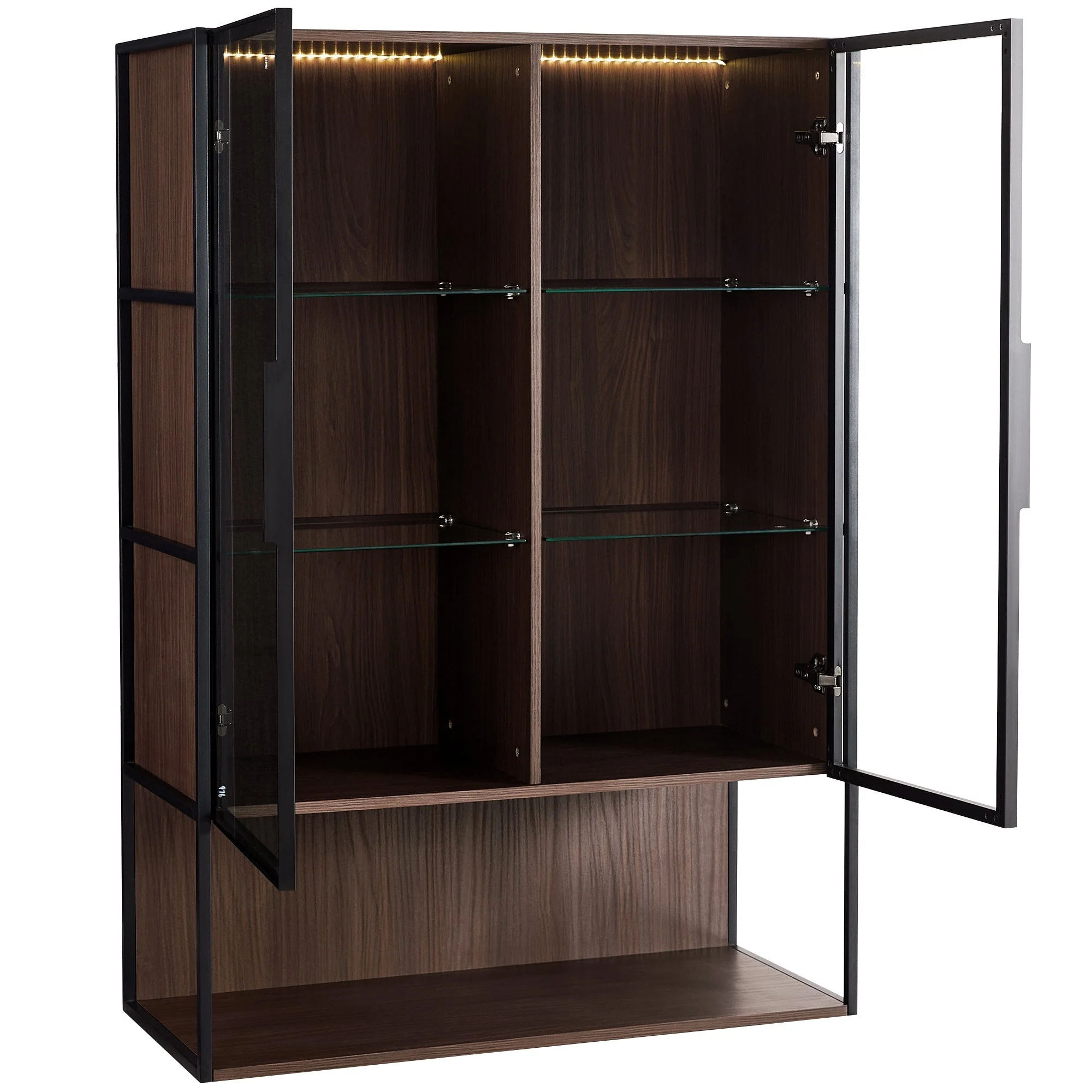 Modern Minimalist 51.2'' Tall Lighted Display Cabinet with Tempered Glass - Image 12
