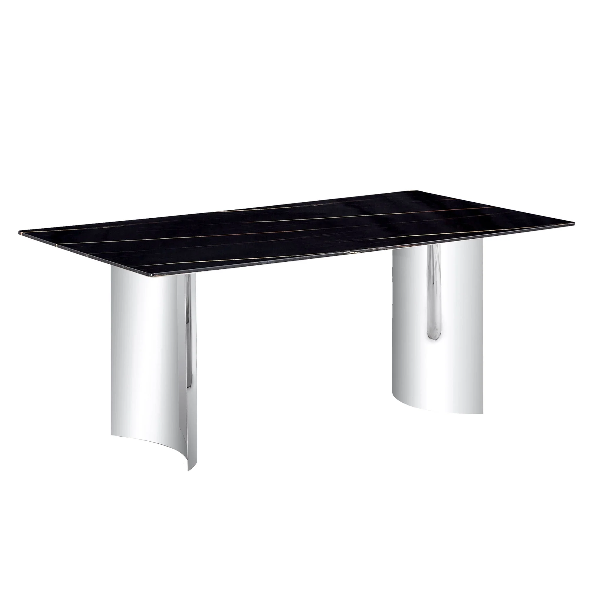 Modern Minimalist Dining Table With Marble Glass Top - Image 2