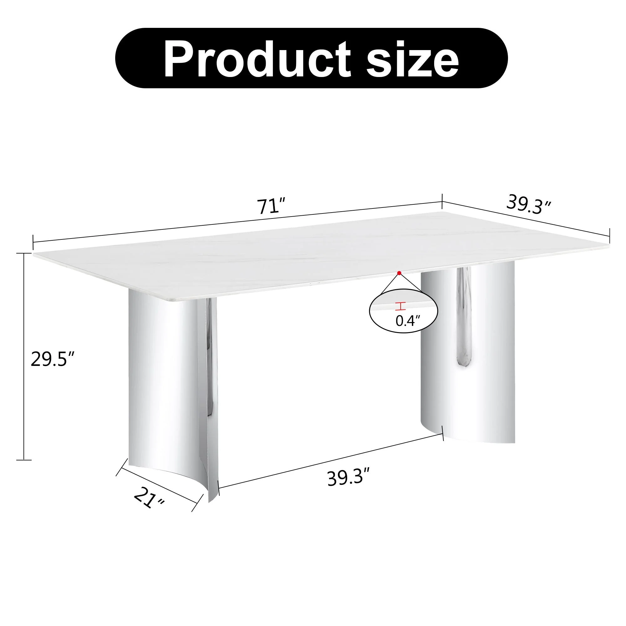 Modern Minimalist Dining Table With Marble Glass Top - Image 4