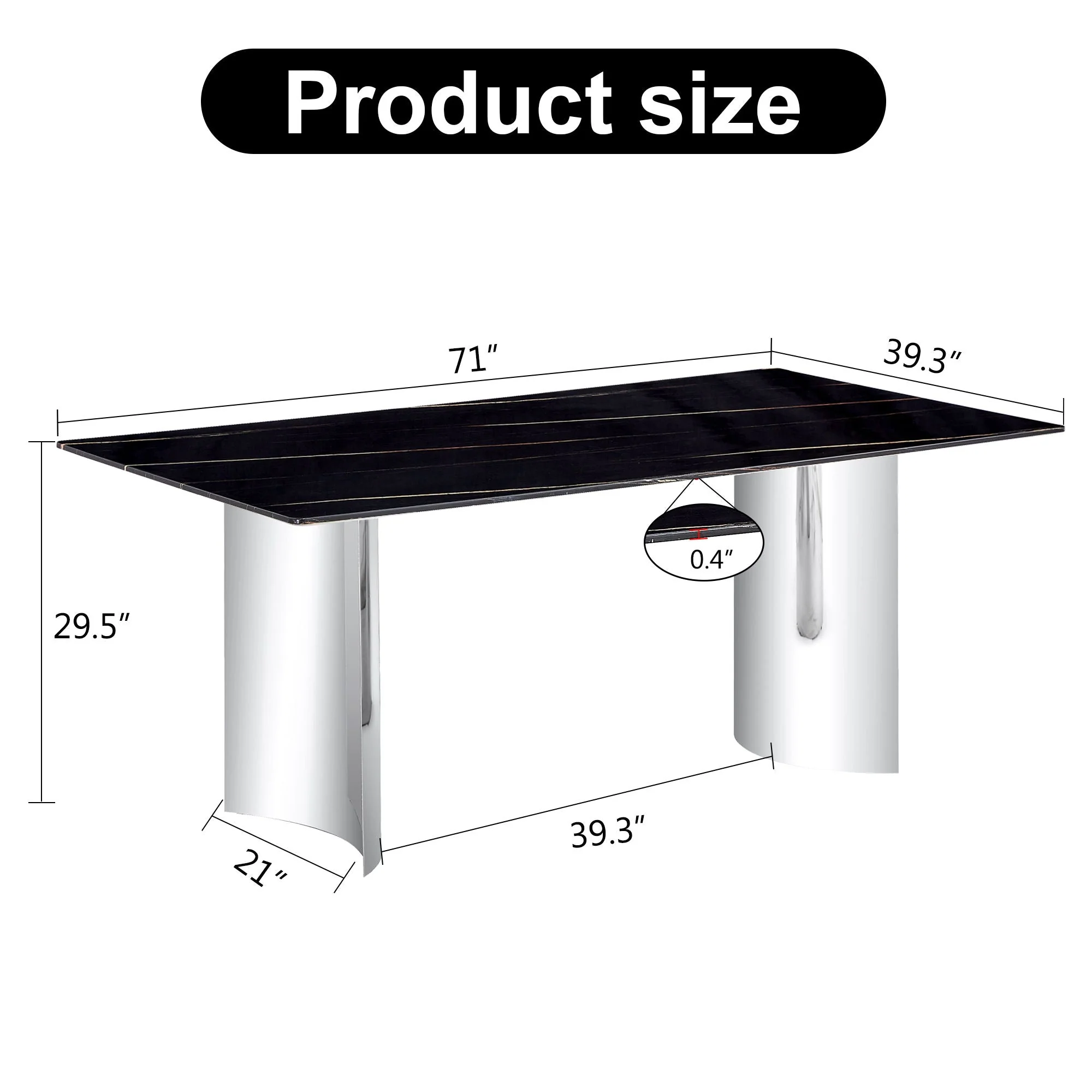 Modern Minimalist Dining Table With Marble Glass Top - Image 6