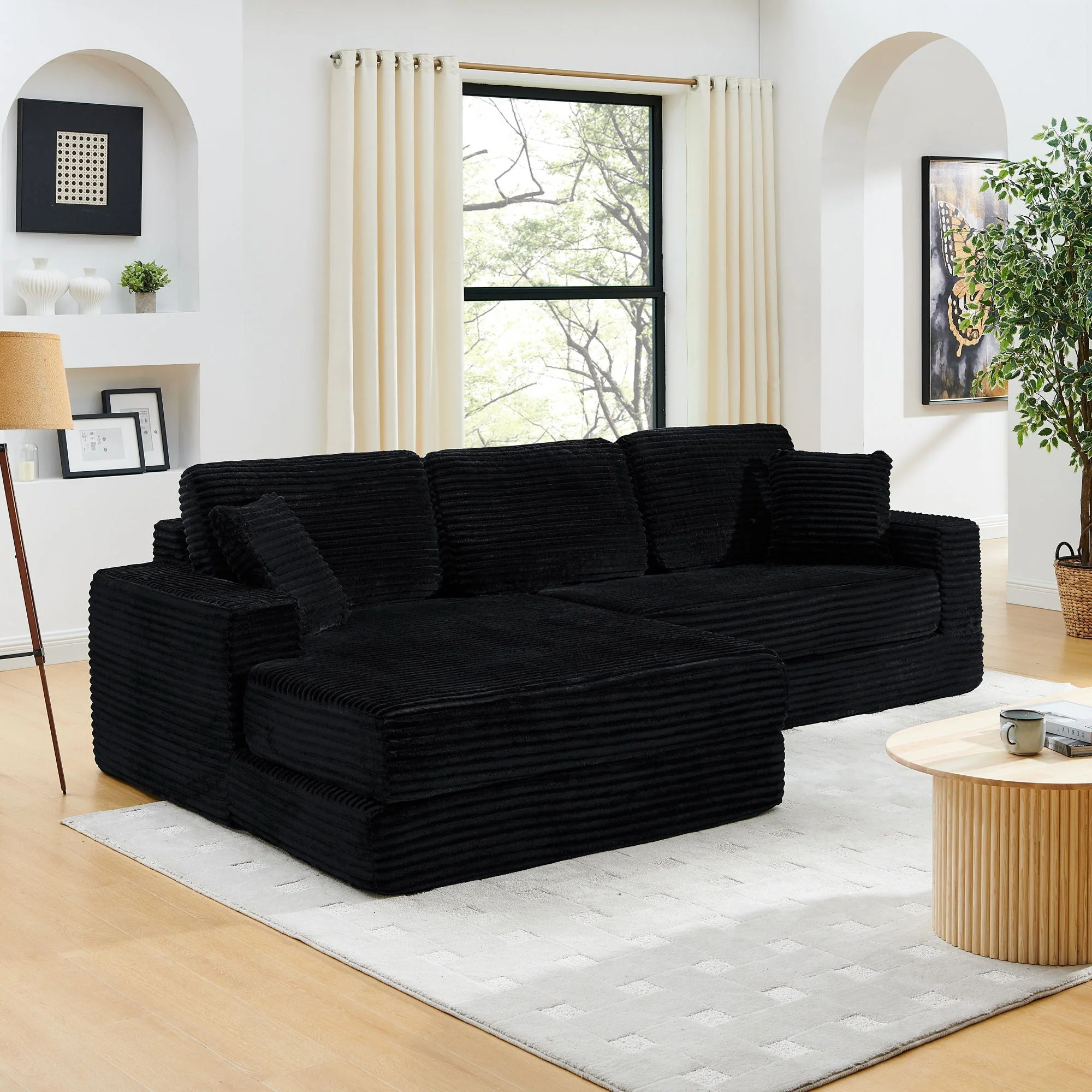 Modern Minimalist L Shape Modular Sectional Sofa, Couch - Image 10