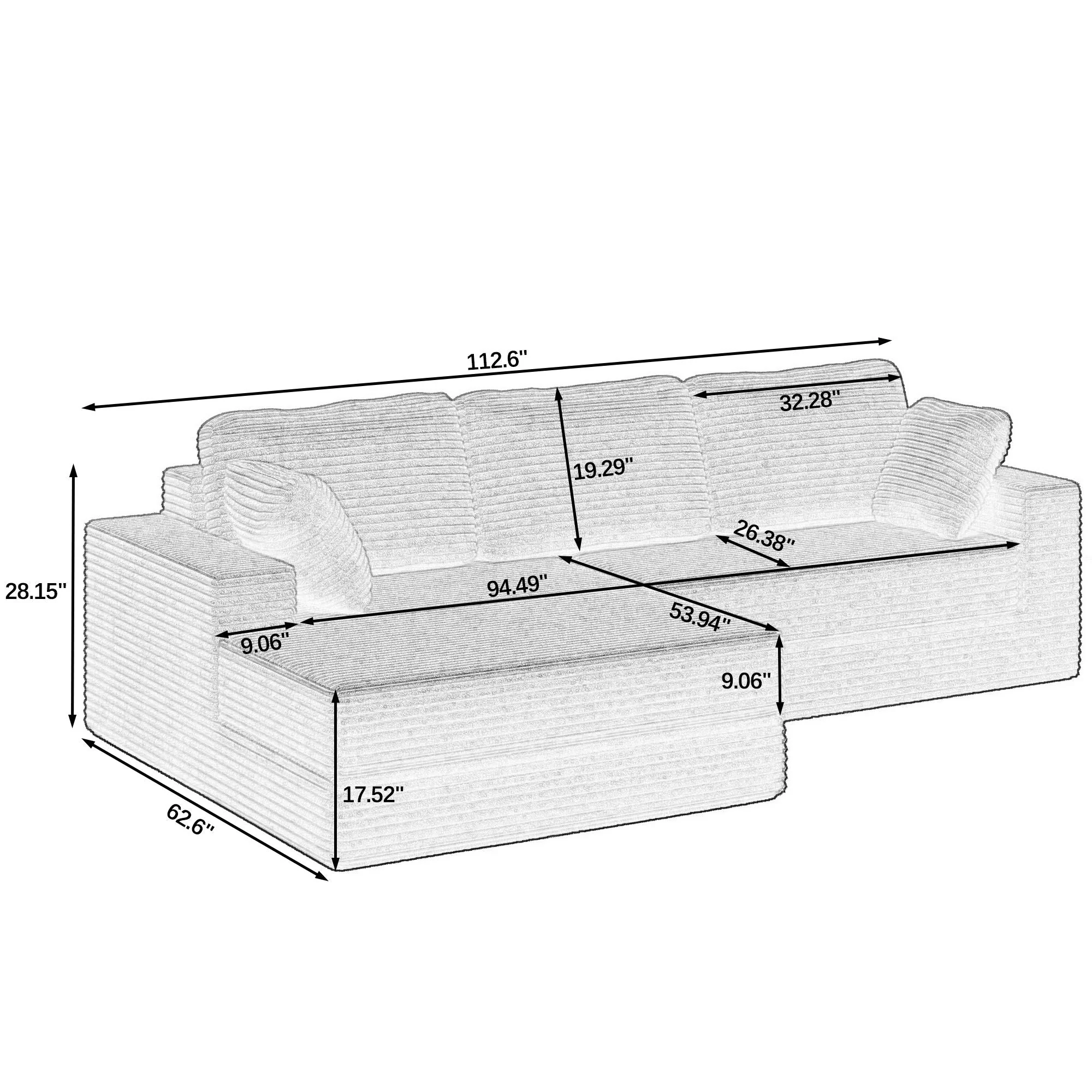 Modern Minimalist L Shape Modular Sectional Sofa, Couch - Image 12