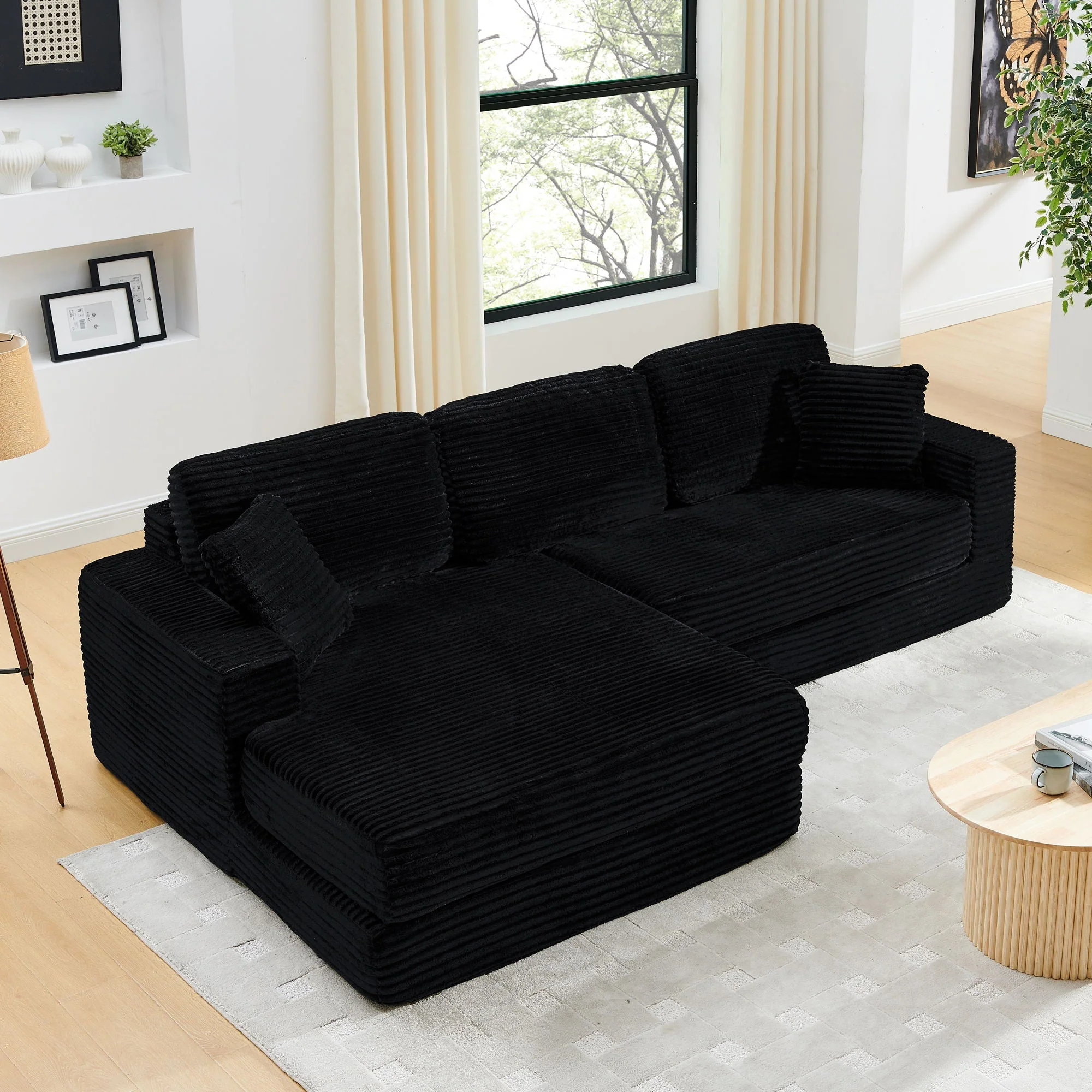 Modern Minimalist L Shape Modular Sectional Sofa, Couch - Image 13