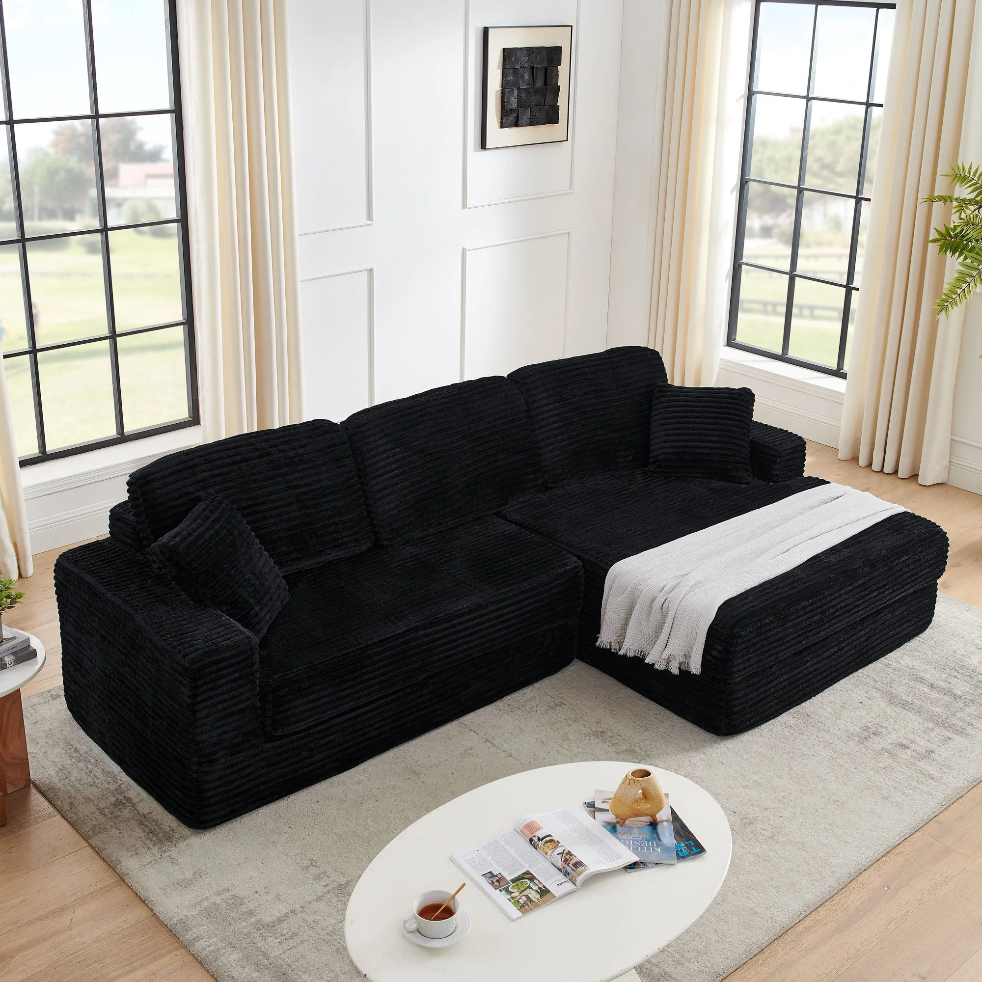 Modern Minimalist L Shape Modular Sectional Sofa, Couch - Image 14