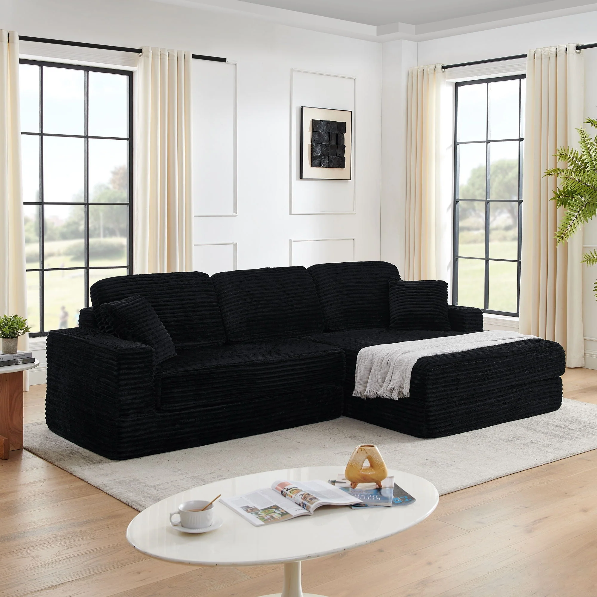 Modern Minimalist L Shape Modular Sectional Sofa, Couch - Image 15