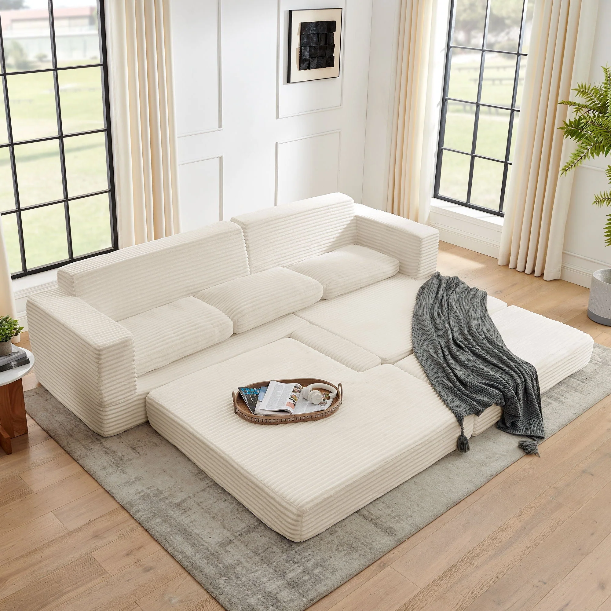 Modern Minimalist L Shape Modular Sectional Sofa, Couch - Image 16