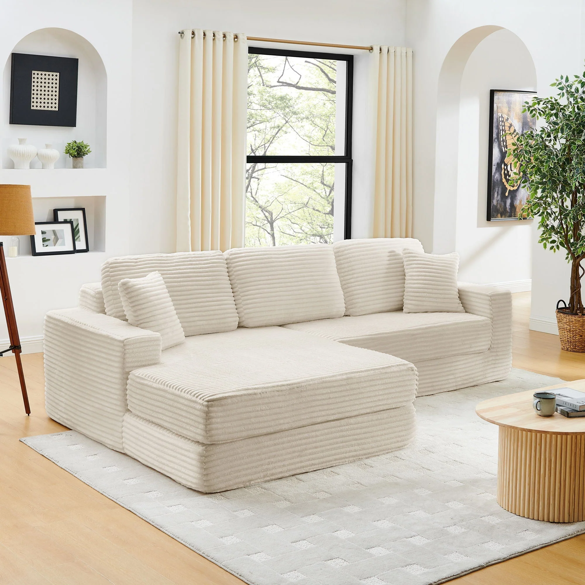 Modern Minimalist L Shape Modular Sectional Sofa, Couch - Image 17