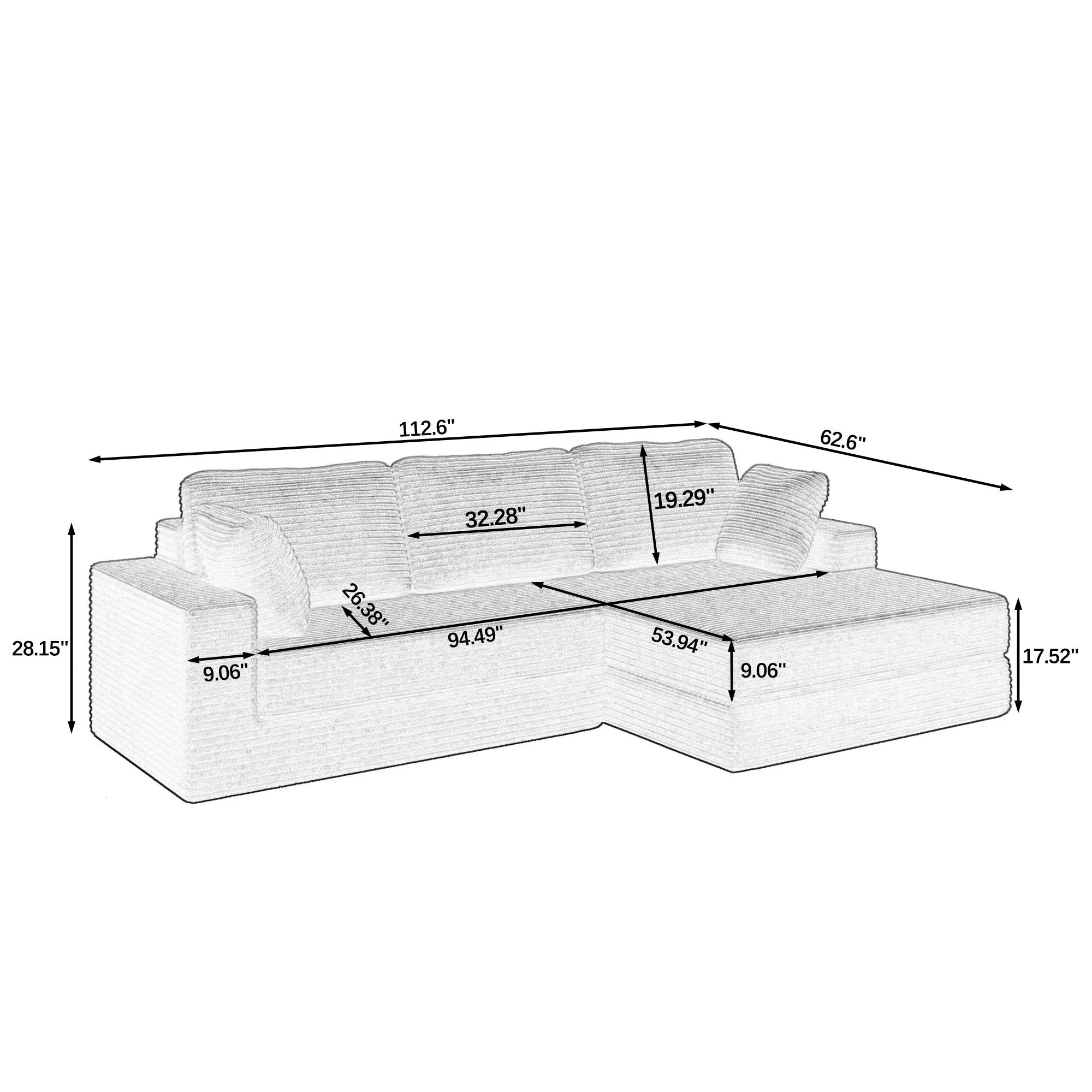 Modern Minimalist L Shape Modular Sectional Sofa, Couch - Image 18