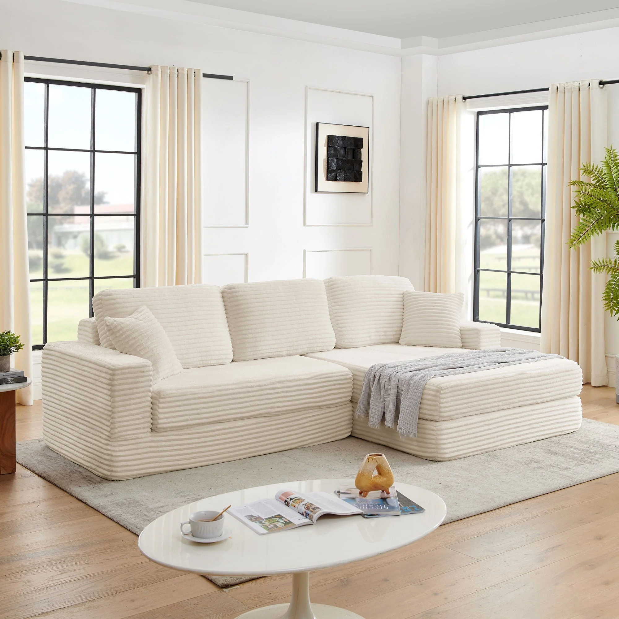 Modern Minimalist L Shape Modular Sectional Sofa, Couch - Image 19