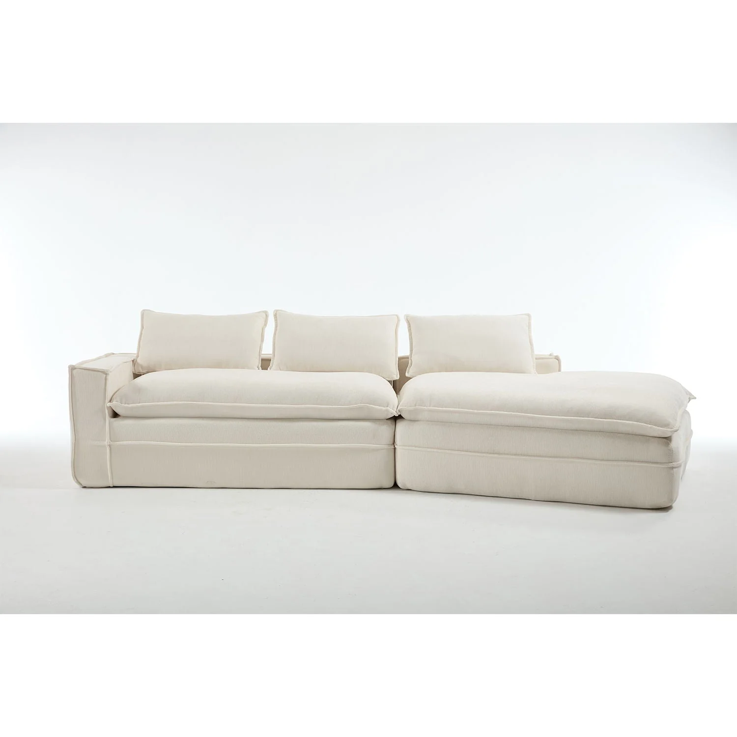 Modern Minimalist Modular Sectional Sofa With Deep Seats And Right Facing Chaise - Image 2