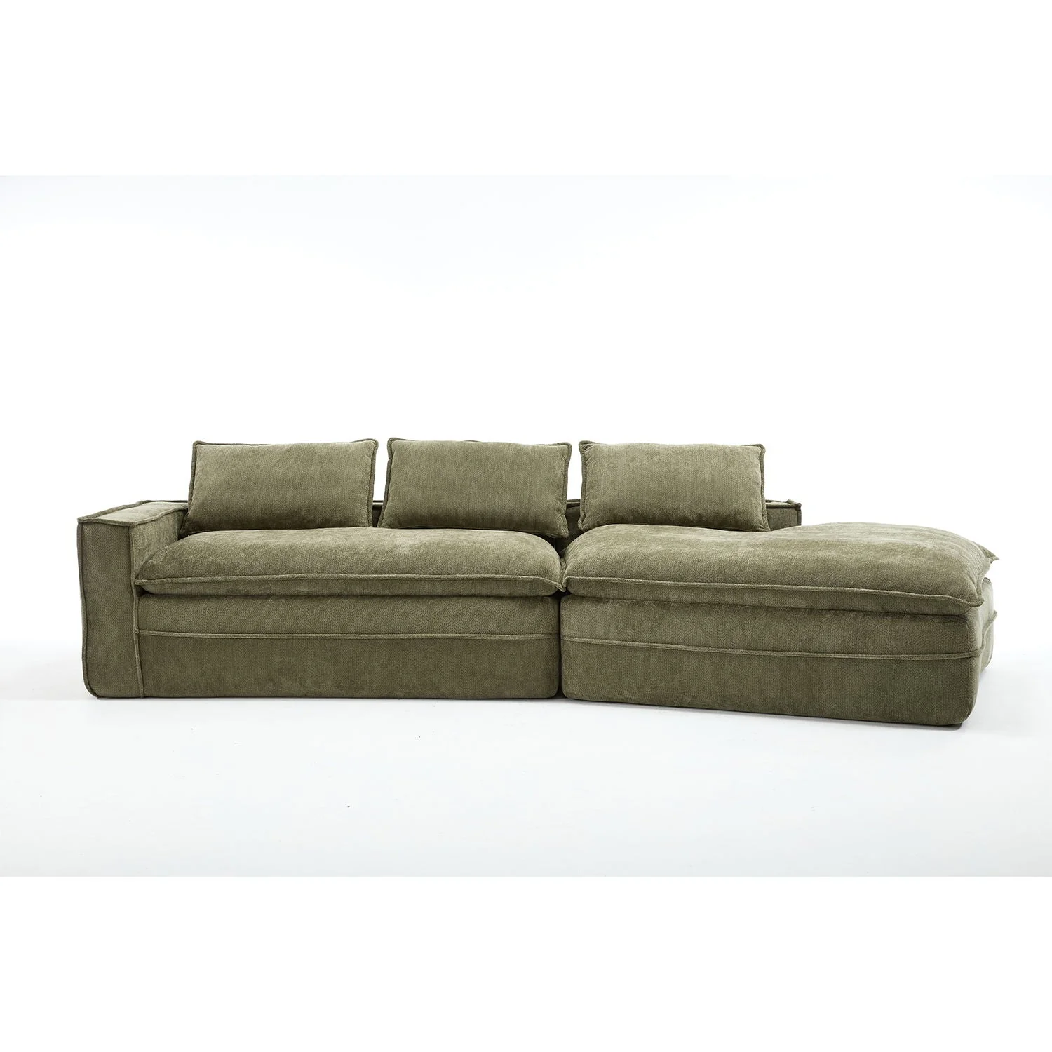 Modern Minimalist Modular Sectional Sofa With Deep Seats And Right Facing Chaise - Image 3