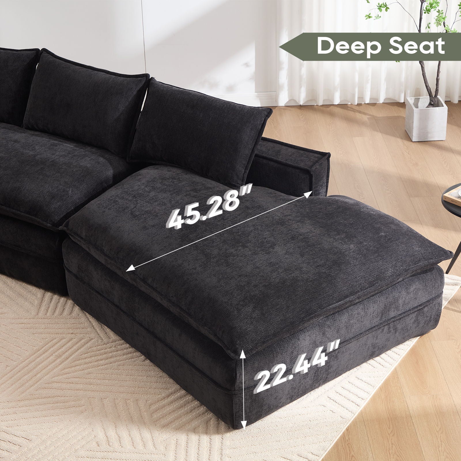 Modern Minimalist Modular Sectional Sofa With Deep Seats And Right Facing Chaise - Image 5