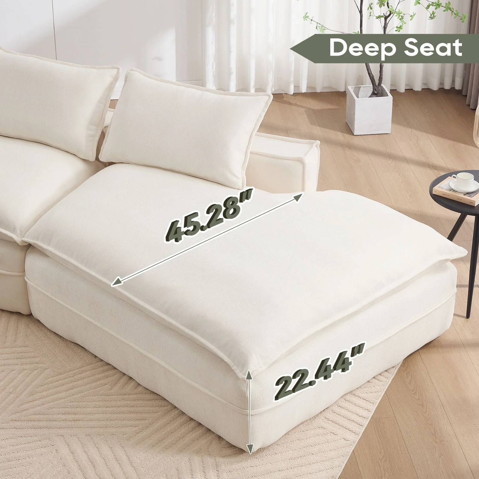 Modern Minimalist Modular Sectional Sofa With Deep Seats And Right Facing Chaise - Image 6