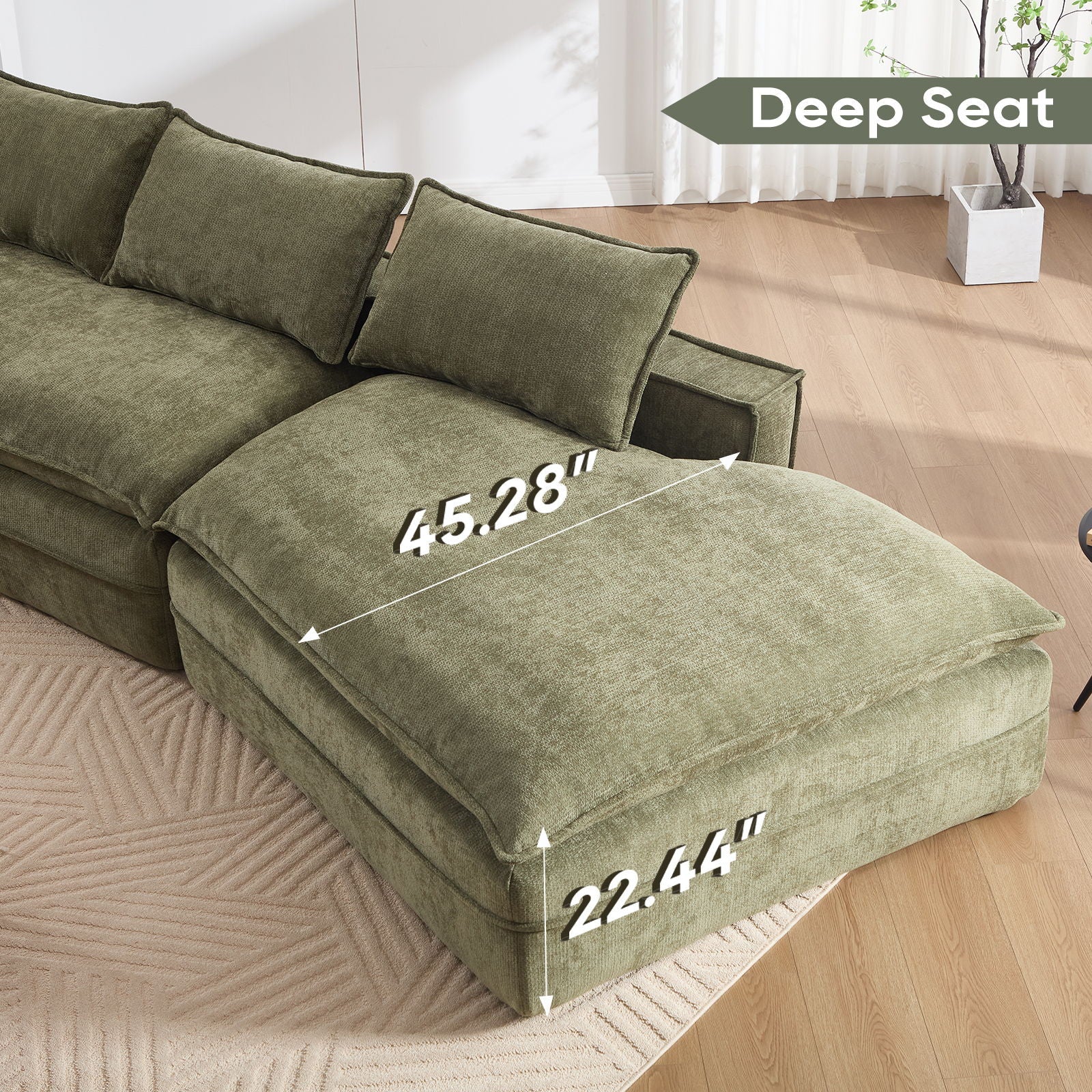 Modern Minimalist Modular Sectional Sofa With Deep Seats And Right Facing Chaise - Image 8