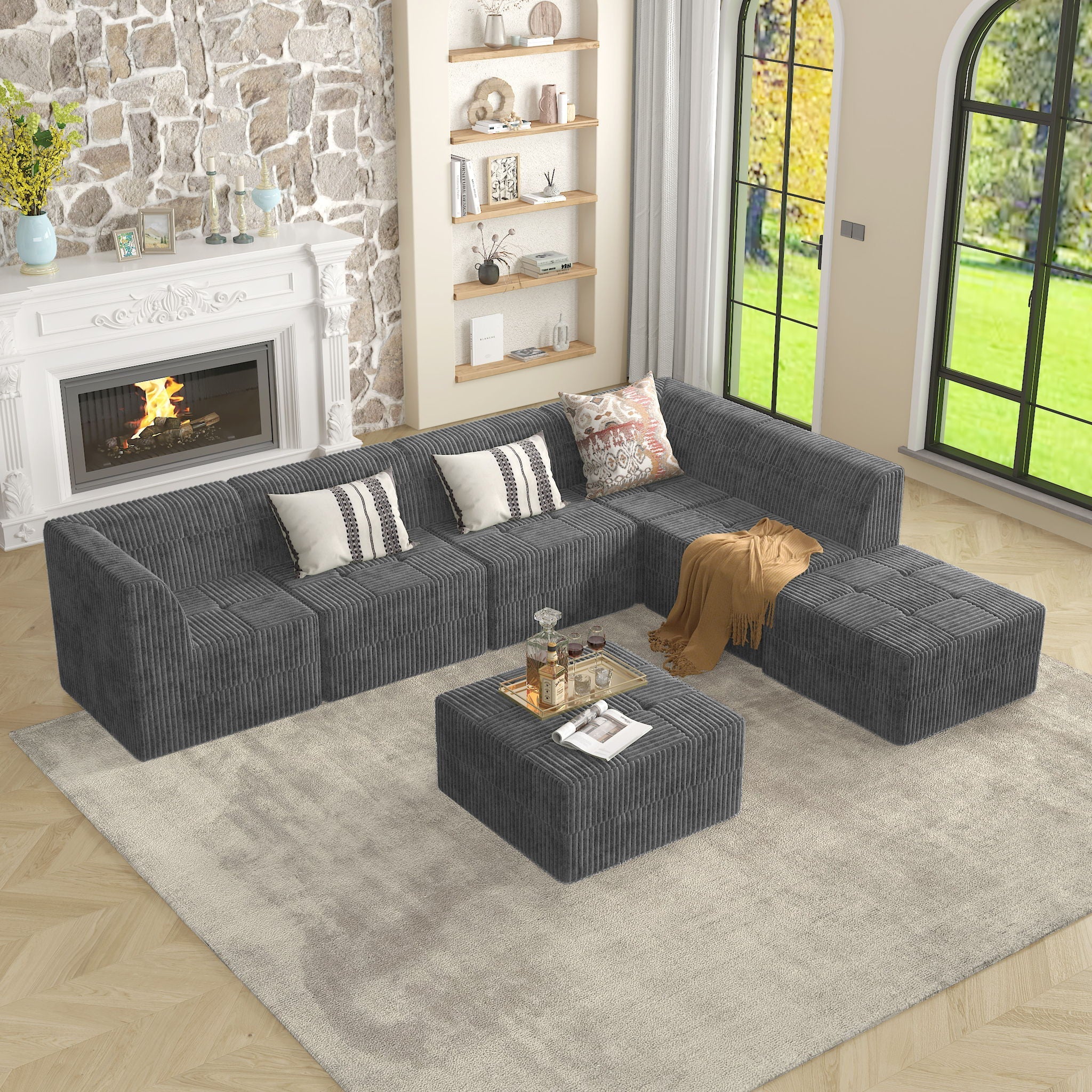 Modern Minimalist Ottoman Sofa Compressed Sectional Couch Sleeper - Image 6