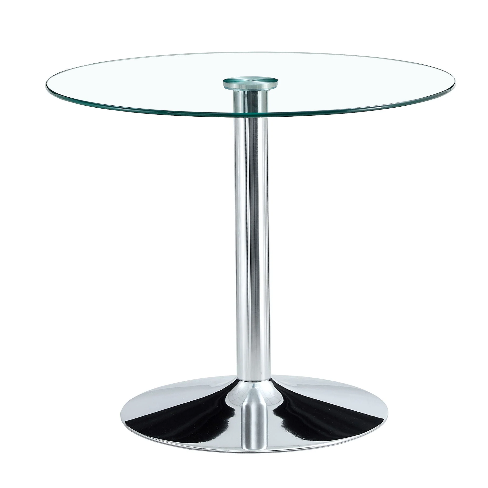 Modern Minimalist Round Dining Table With Glass Top - Image 2