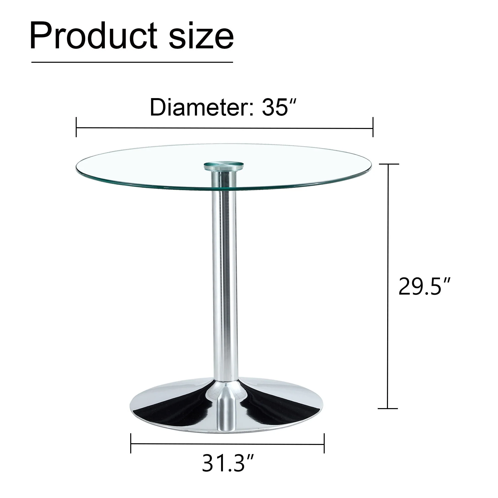 Modern Minimalist Round Dining Table With Glass Top - Image 3