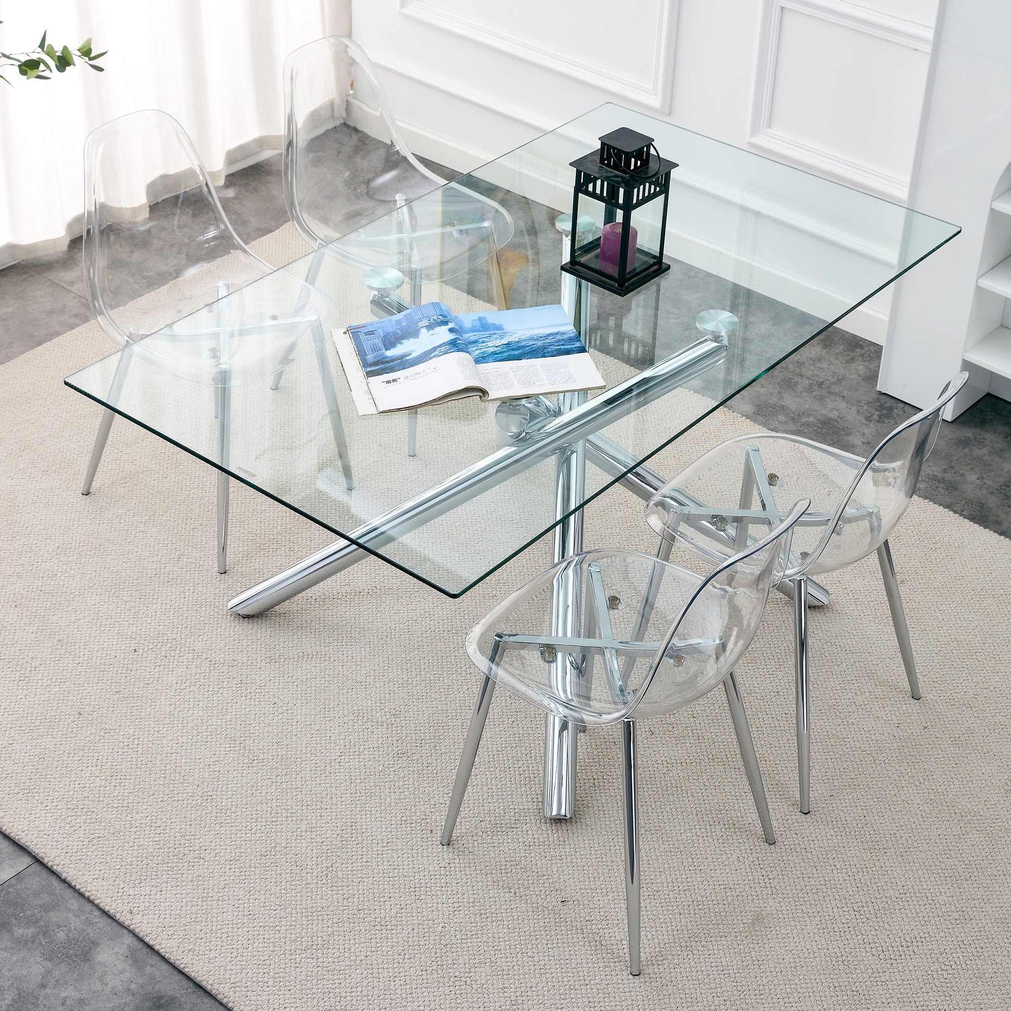 Modern Minimalist Transparent Dining Chair - 6-Piece Set - Image 10