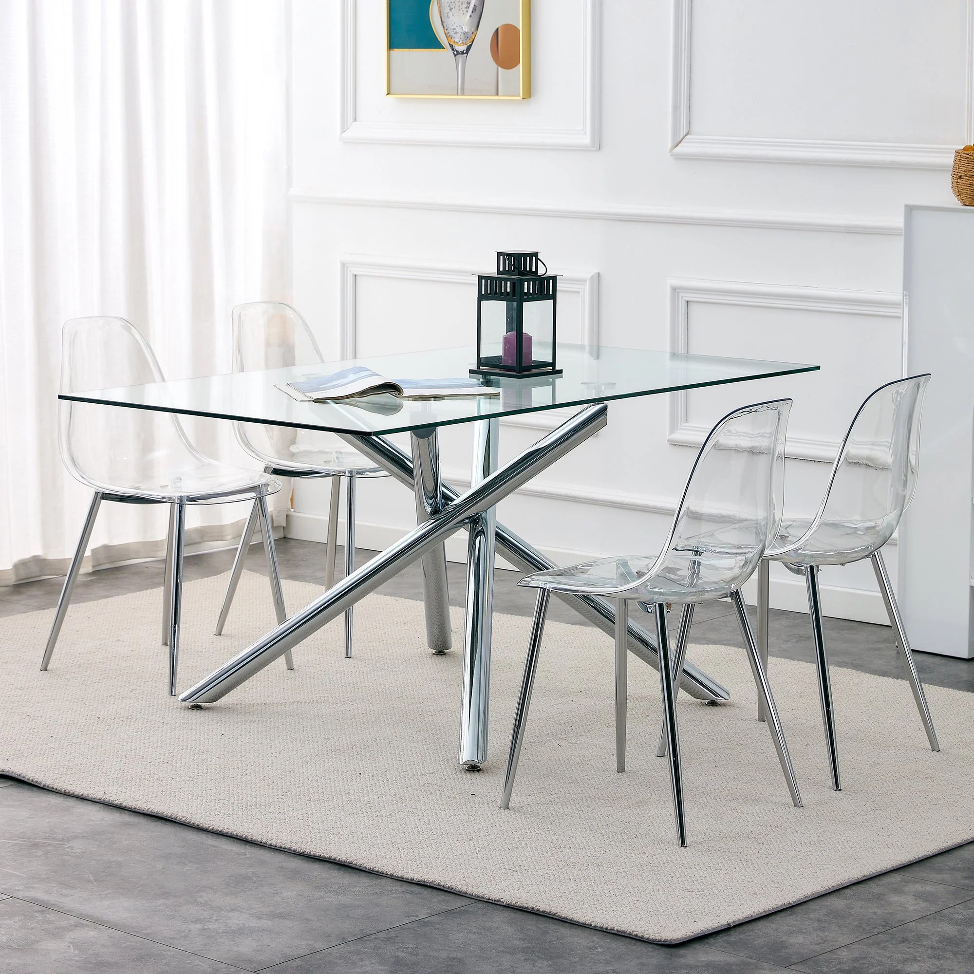 Modern Minimalist Transparent Dining Chair - 6-Piece Set - Image 11