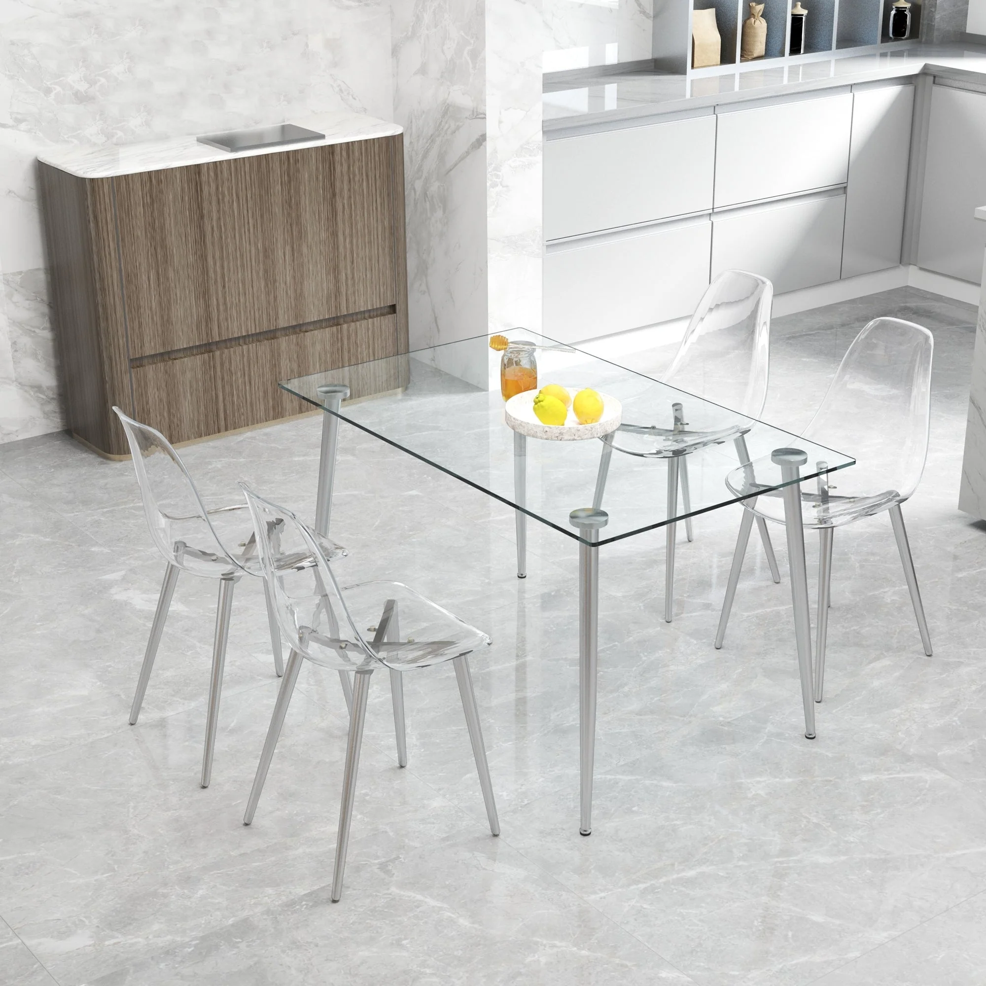 Modern Minimalist Transparent Dining Chair - 6-Piece Set - Image 13