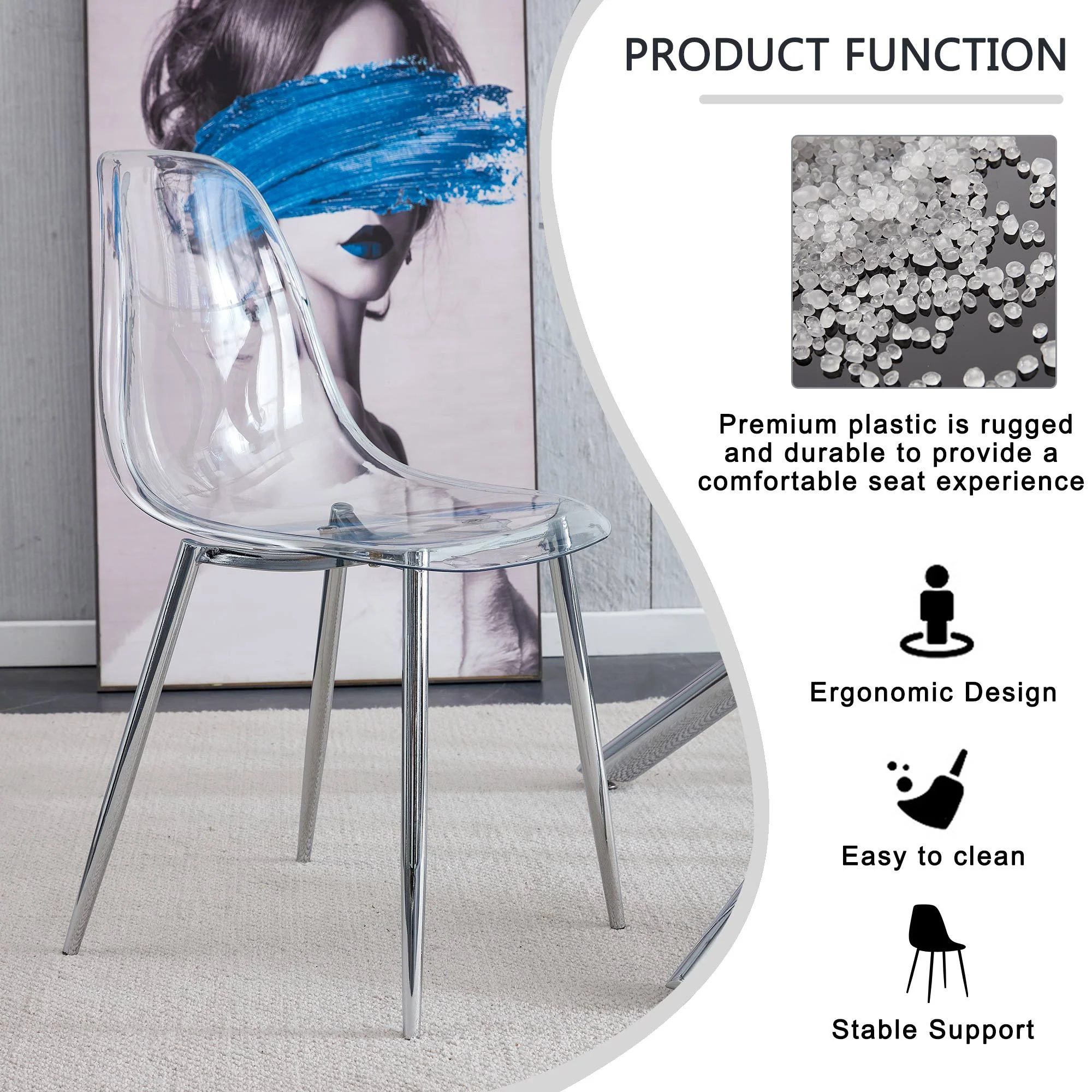 Modern Minimalist Transparent Dining Chair - 6-Piece Set - Image 15