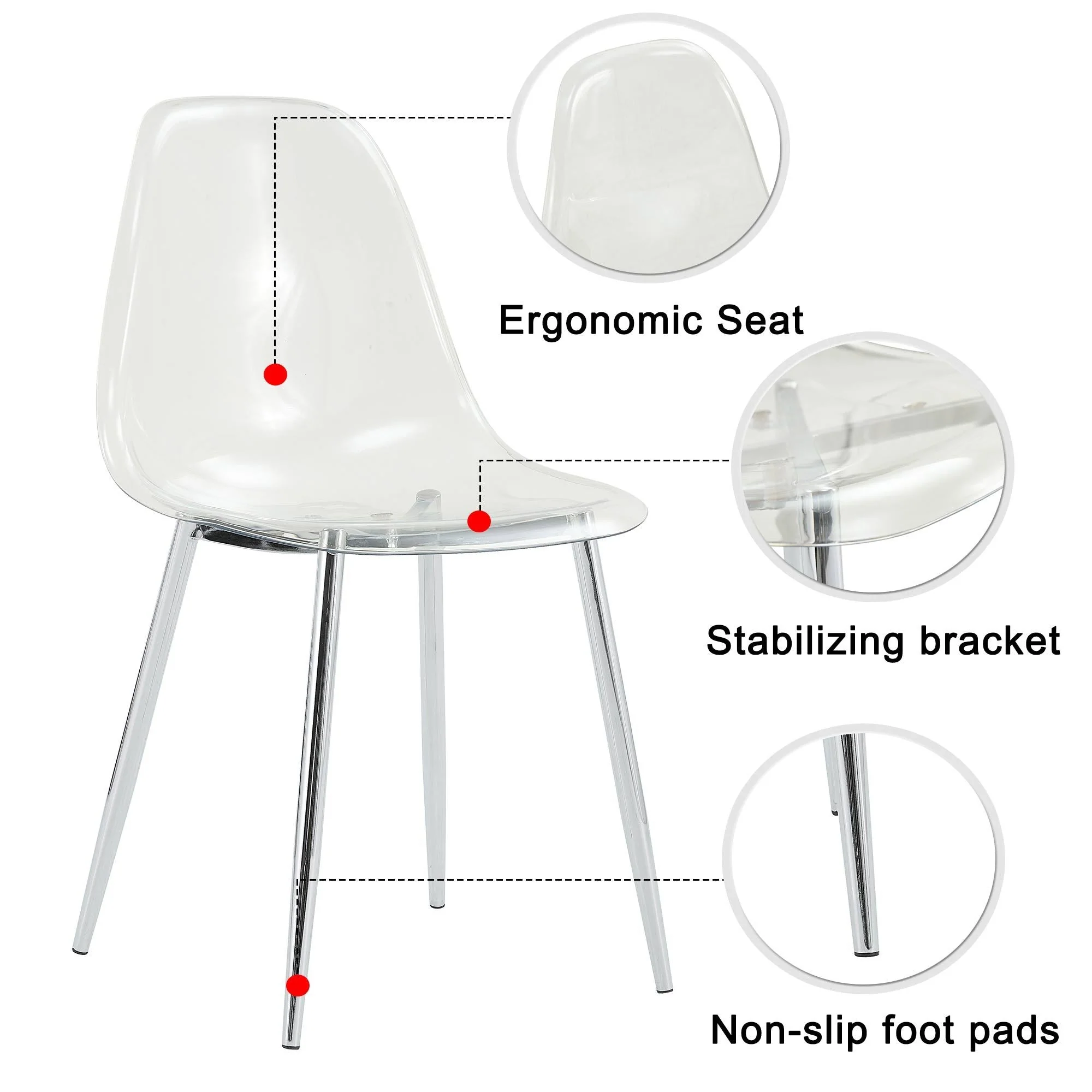 Modern Minimalist Transparent Dining Chair - 6-Piece Set - Image 17